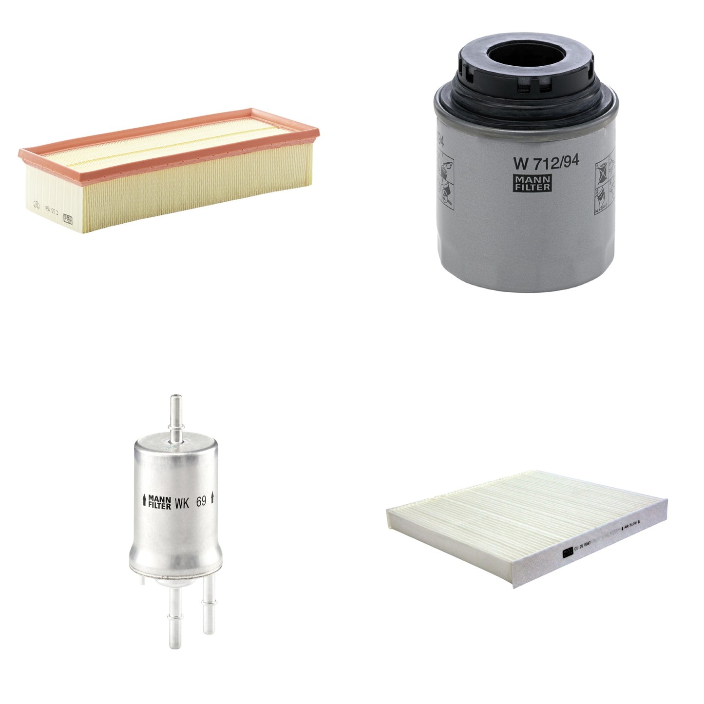Kit Filtros de Ar Combustível Cabine Ar Condicionado Óleo - Mann-Filter - C35154 - CU26009/1 - W712/94 - WK69 - (1)