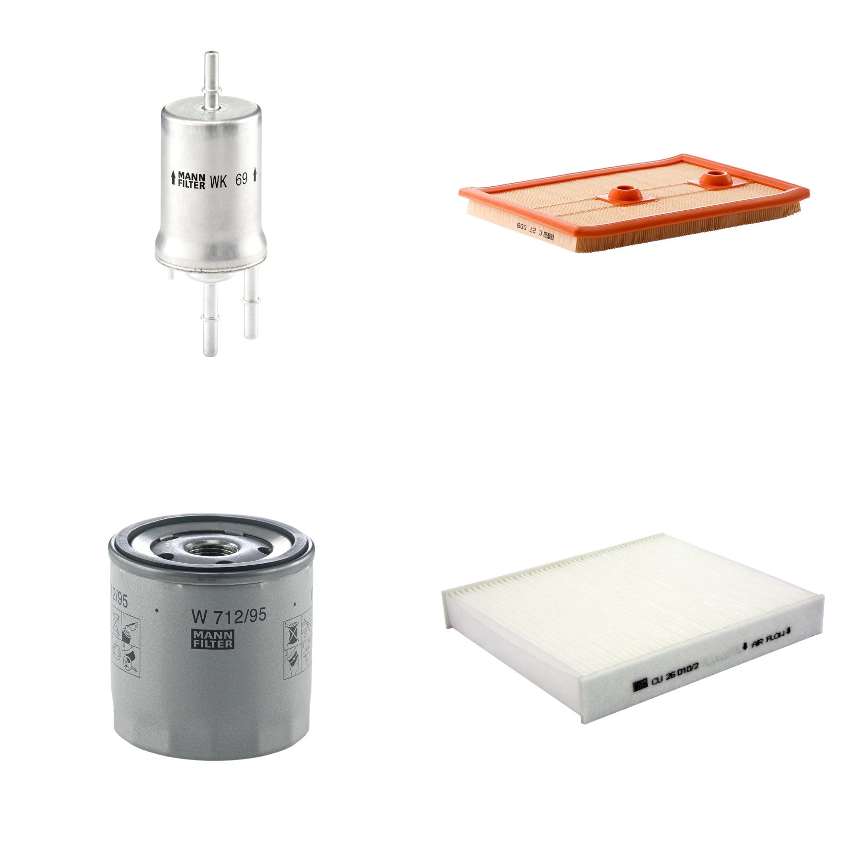 Kit Filtros de Ar Combustível Cabine Ar Condicionado Óleo - Mann-Filter - C27009 - CU26010/2 - W712/95 - WK69 - (1)