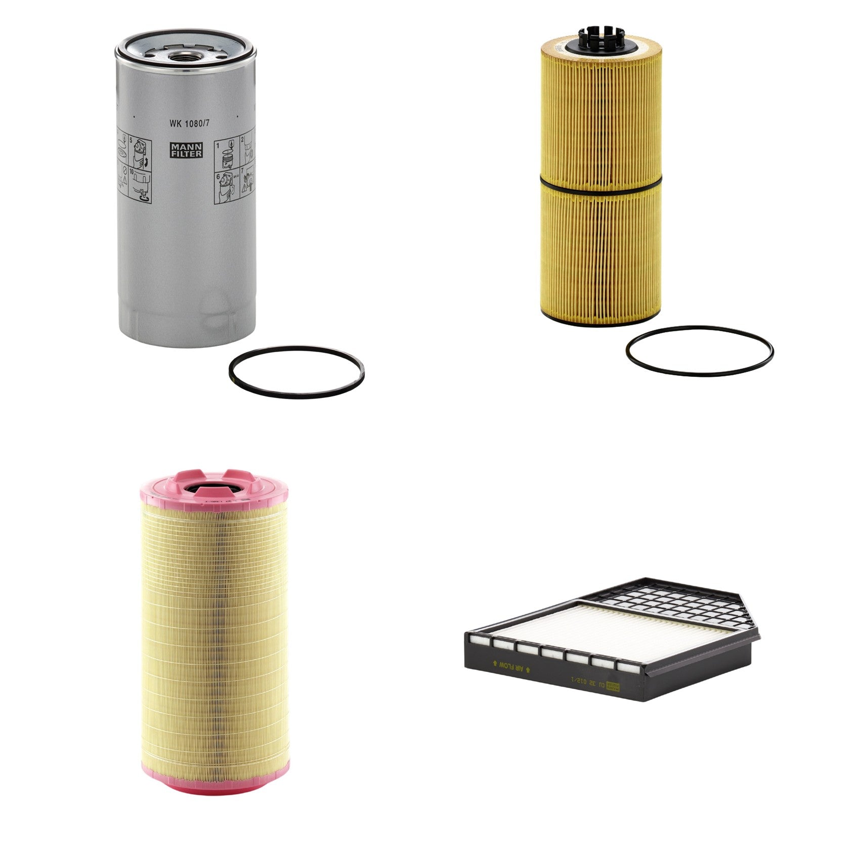 Kit Filtros de Ar Combustível Cabine Ar Condicionado Óleo - Mann-Filter - C271320/3 - CU32012/1 - HU12001z - WK1080/7x - (1)