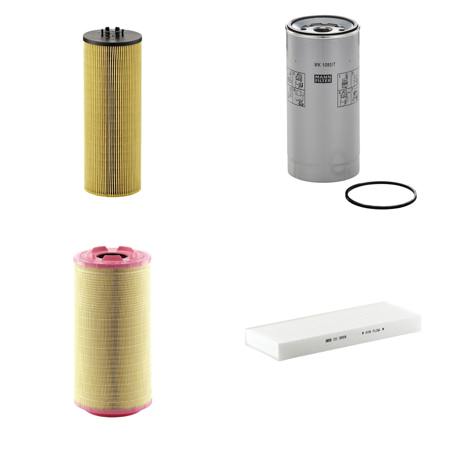 Kit Filtros de Ar Combustível Cabine Ar Condicionado Óleo - Mann-Filter - C271320/3 - CU3869 - HU12140x - WK1080/7x - (1)