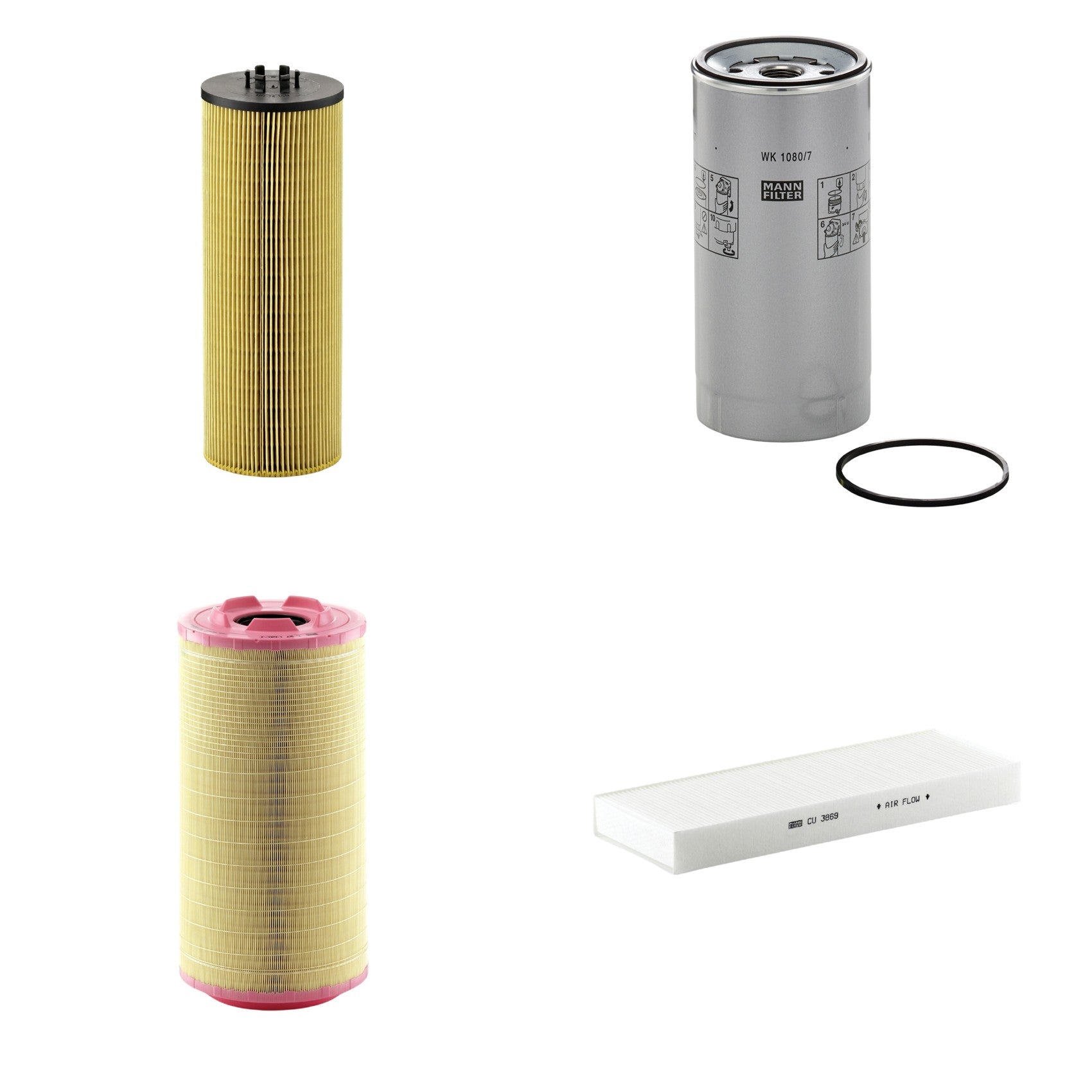 Kit Filtros de Ar Combustível Cabine Ar Condicionado Óleo - Mann-Filter - C271320/3 - CU3869 - HU12140x - WK1080/7x - (1)