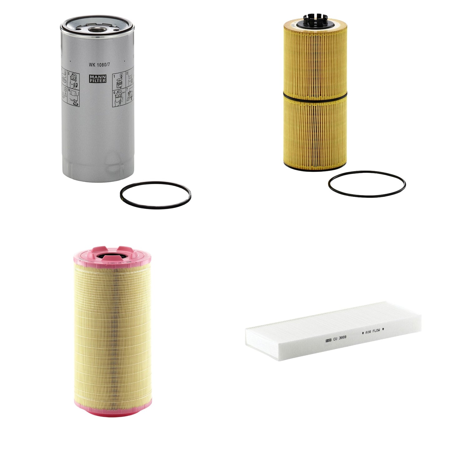 Kit Filtros de Ar Combustível Cabine Ar Condicionado Óleo - Mann-Filter - C271320/3 - CU3869 - HU12001z - WK1080/7x - (1)