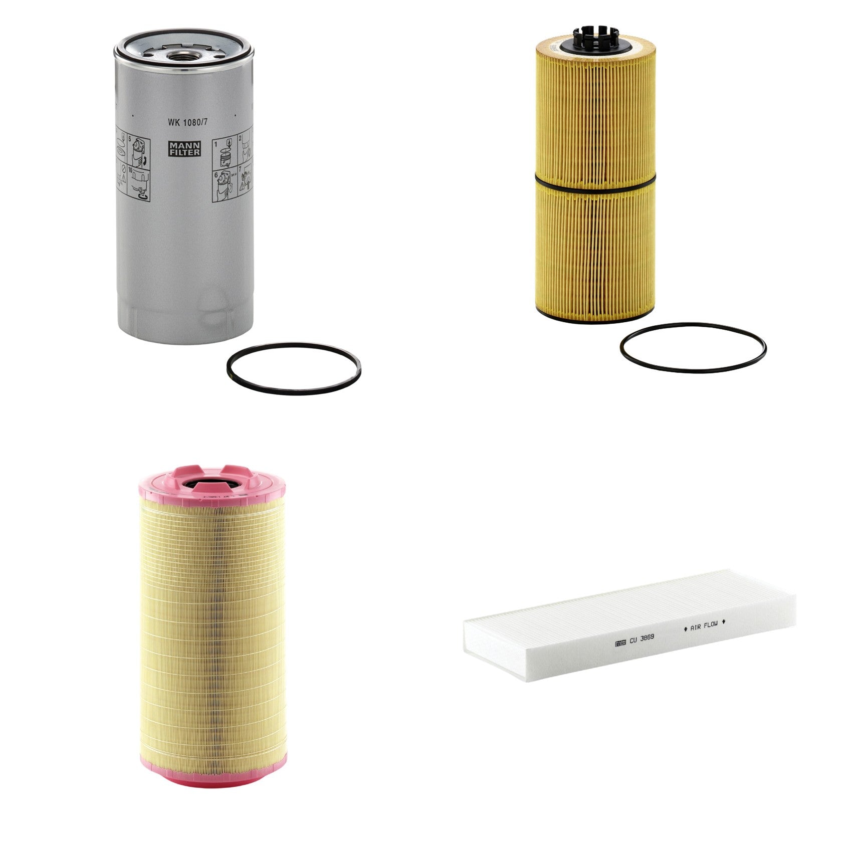 Kit Filtros de Ar Combustível Cabine Ar Condicionado Óleo - Mann-Filter - C271320/3 - CU3869 - HU12001z - WK1080/7x - (1)