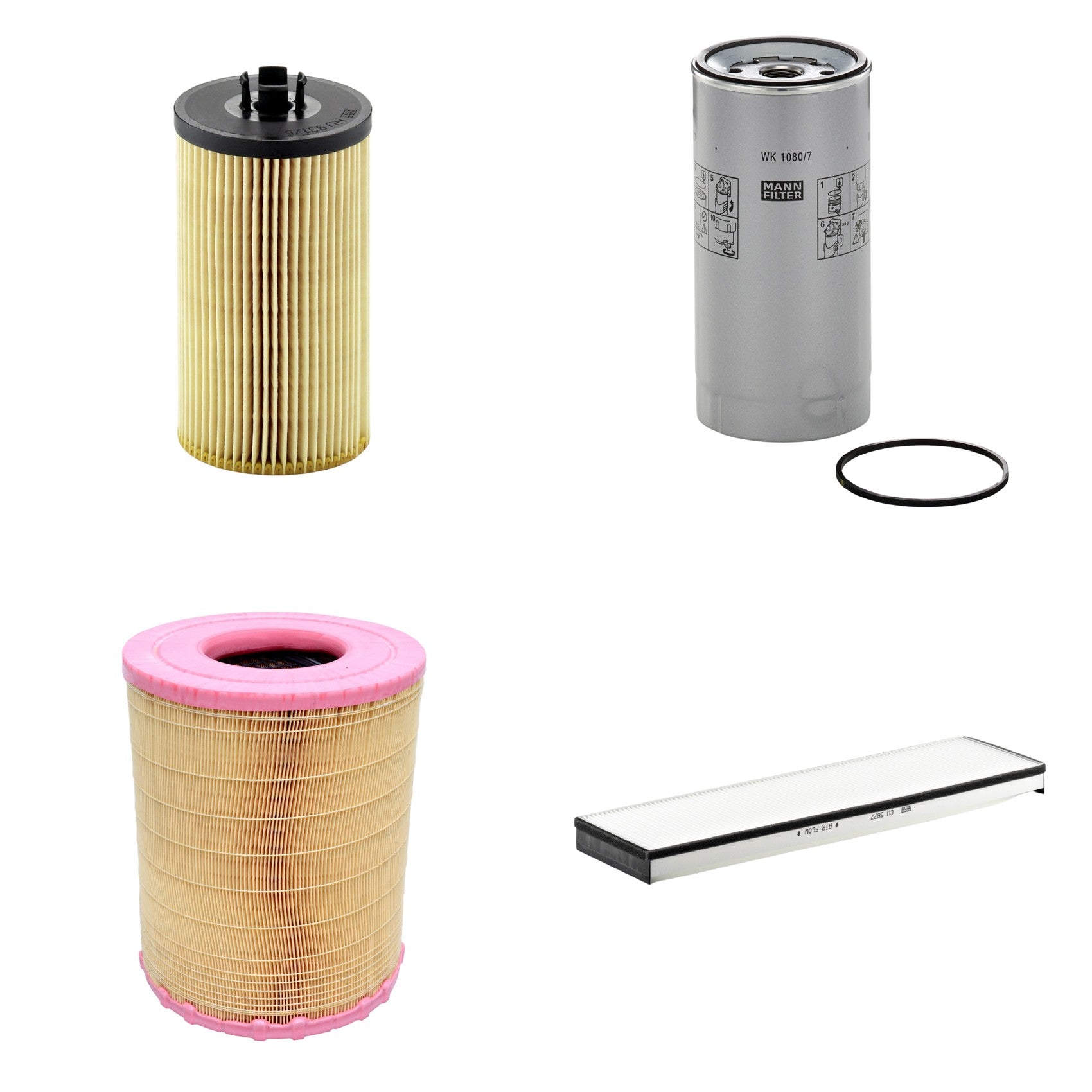 Kit Filtros de Ar Combustível Cabine Ar Condicionado Óleo - Mann-Filter - C281012 - CU5877 - HU931/5x - WK1080/7x - (1)