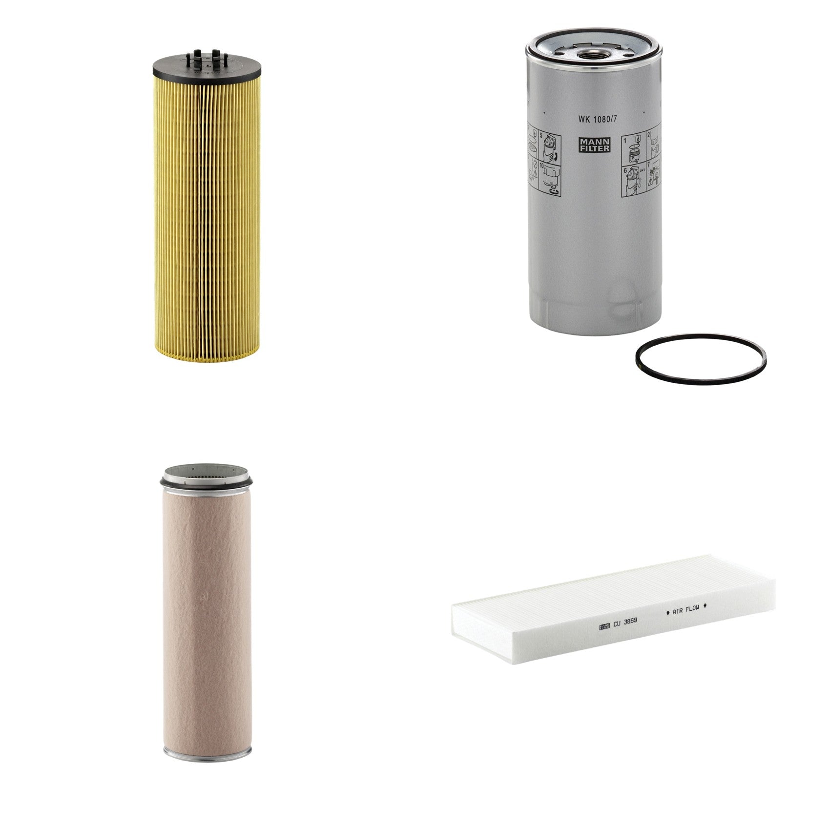 Kit Filtros de Ar Combustível Cabine Ar Condicionado Óleo - Mann-Filter - CF1600 - CU3869 - HU12140x - WK1080/7x - (1)