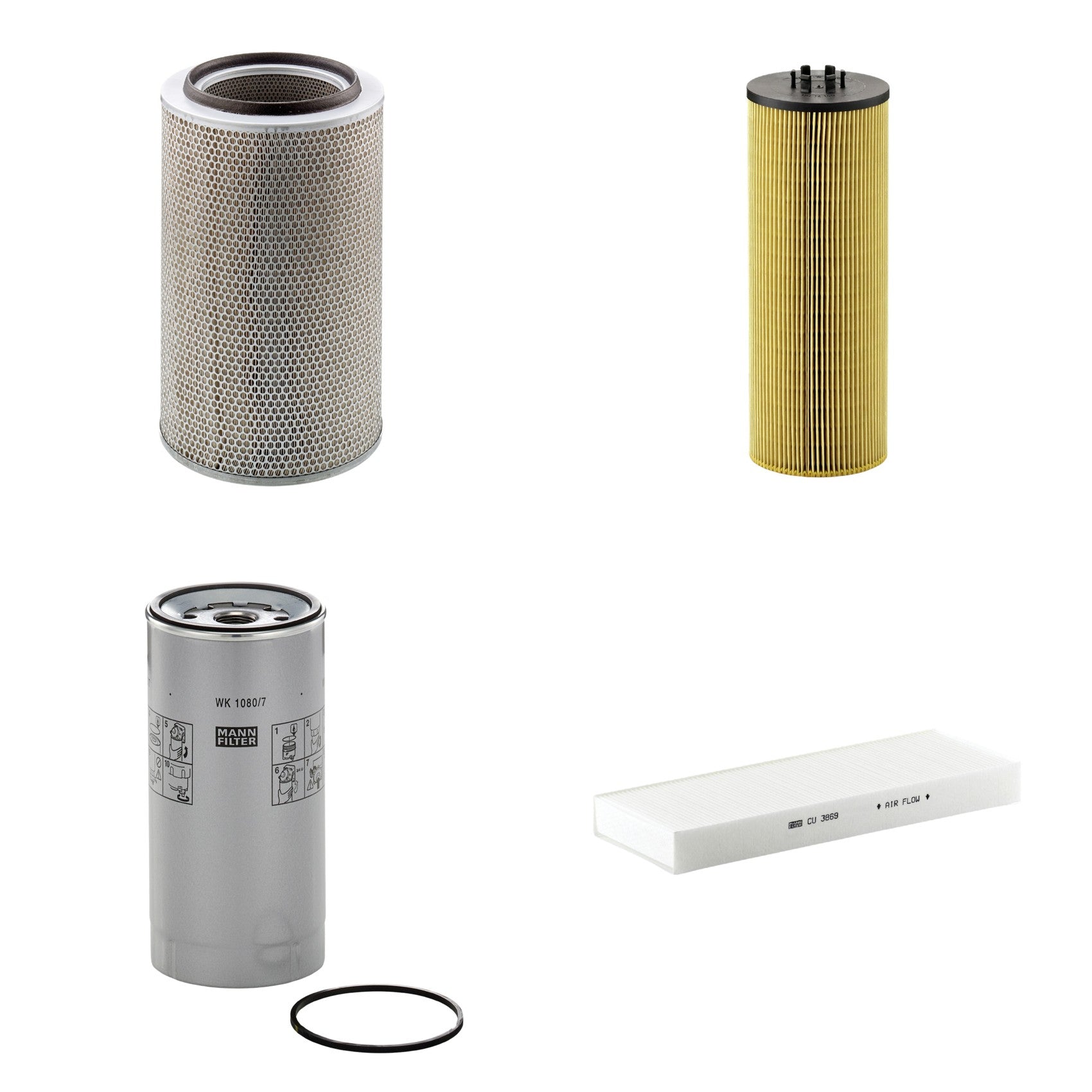 Kit Filtros de Ar Combustível Cabine Ar Condicionado Óleo - Mann-Filter - C30850/2 - CU3869 - HU12140x - WK1080/7x - (1)