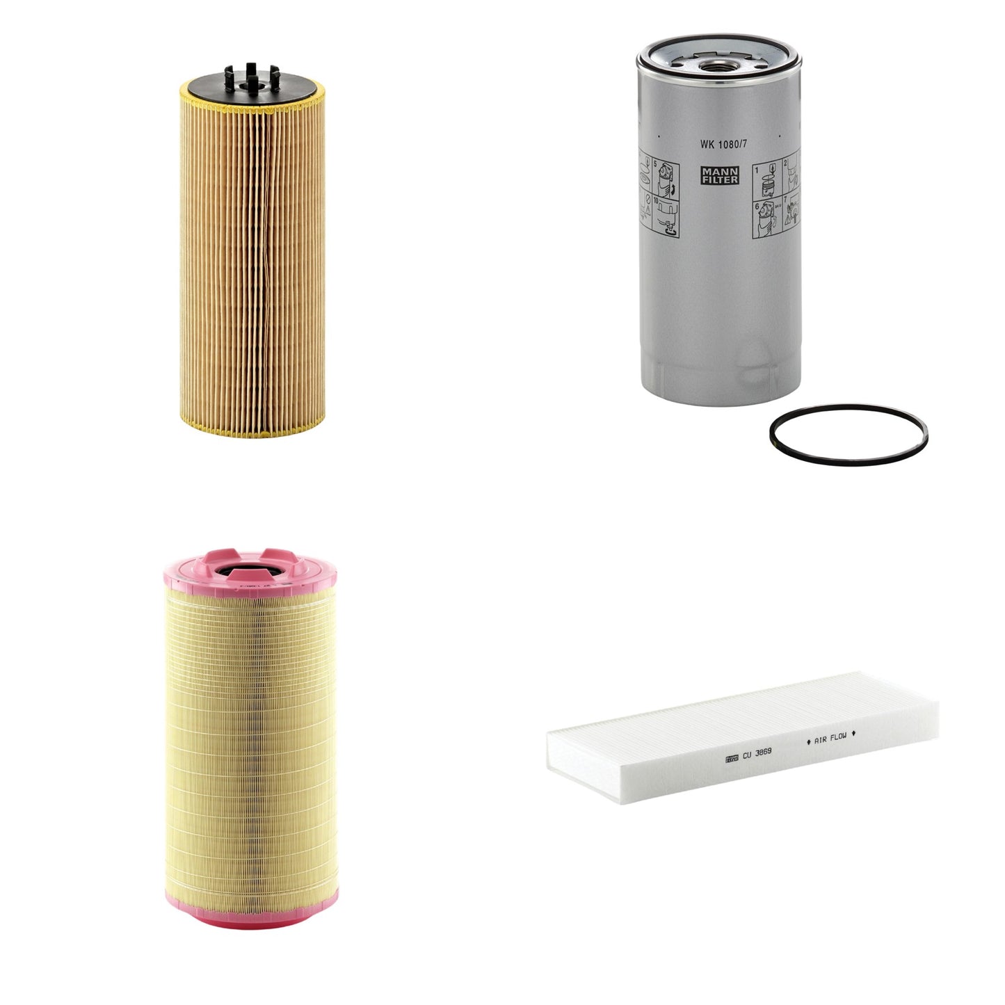 Kit Filtros de Ar Combustível Cabine Ar Condicionado Óleo - Mann-Filter - C271320/3 - CU3869 - HU12110x - WK1080/7x - (1)