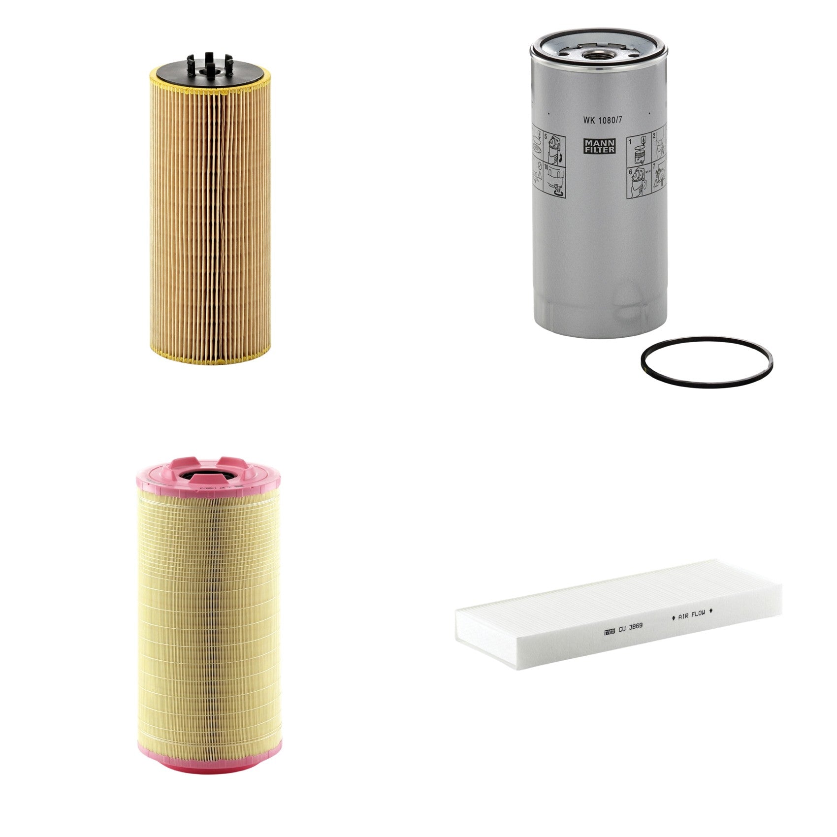 Kit Filtros de Ar Combustível Cabine Ar Condicionado Óleo - Mann-Filter - C271320/3 - CU3869 - HU12110x - WK1080/7x - (1)