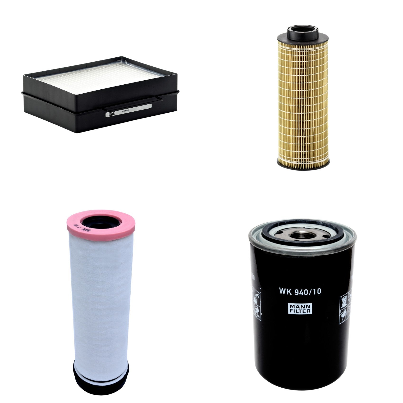 Kit Filtros de Ar Combustível Cabine Ar Condicionado Óleo - Mann-Filter - CF1652 - CU1722 - HU1072x - WK940/10 - (1)