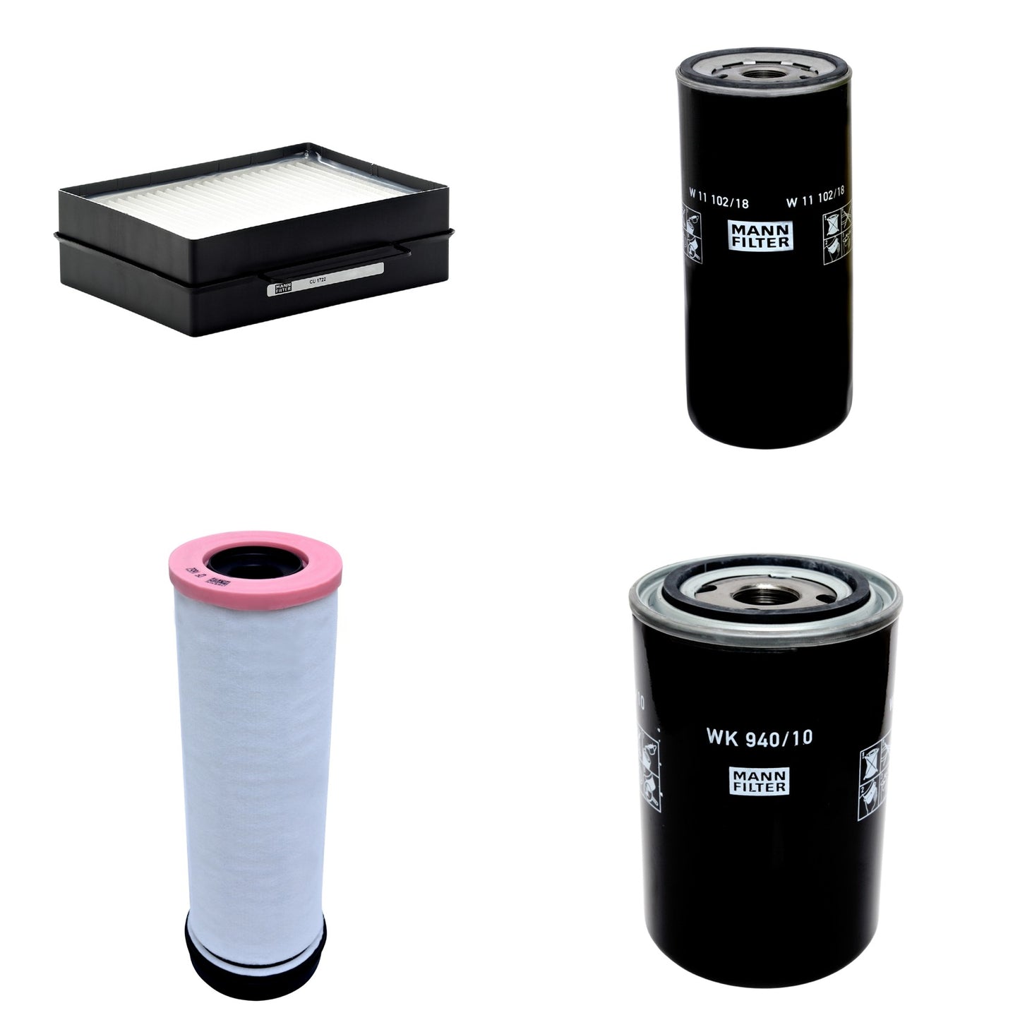 Kit Filtros de Ar Combustível Cabine Ar Condicionado Óleo - Mann-Filter - CF1652 - CU1722 - W11102/18 - WK940/10 - (1)