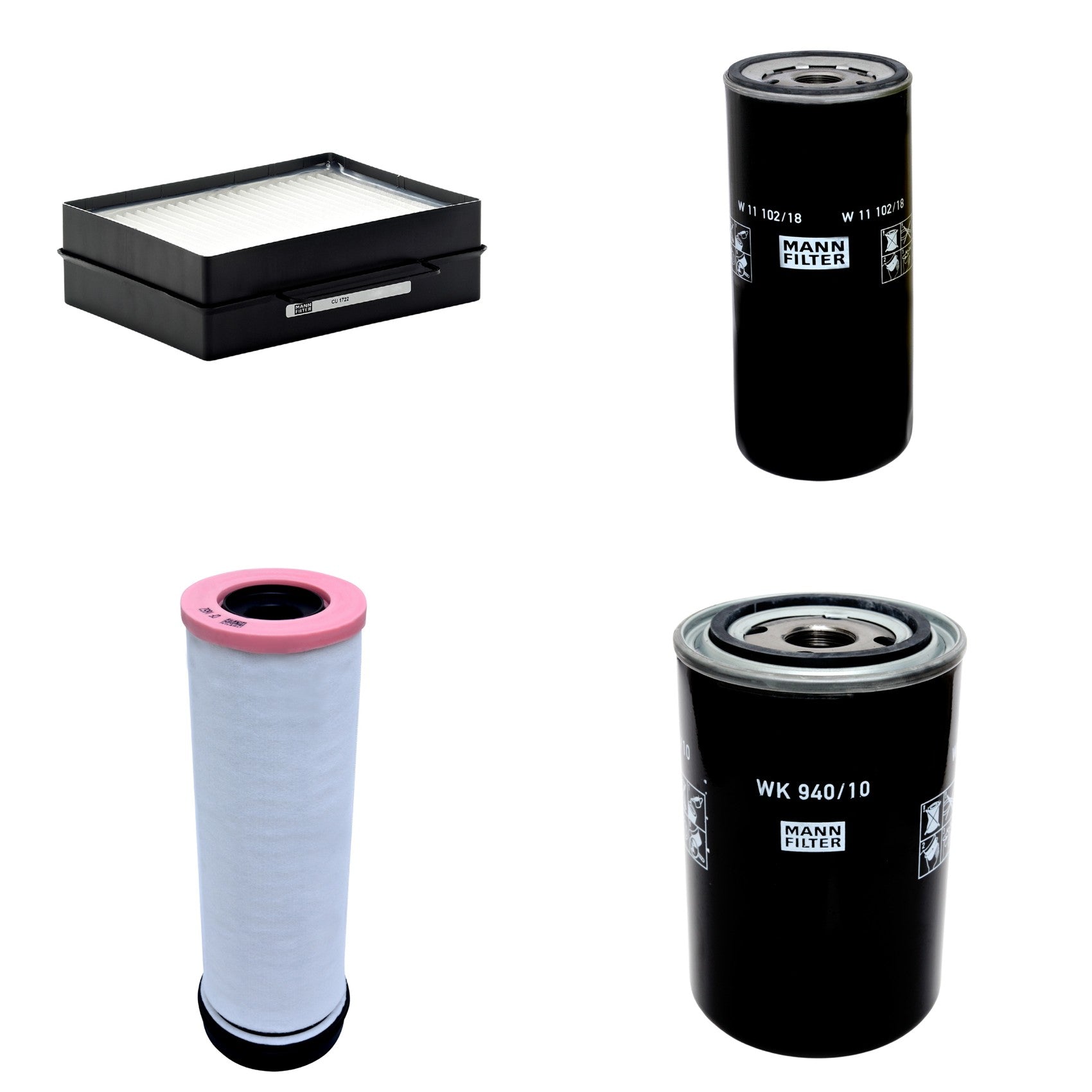 Kit Filtros de Ar Combustível Cabine Ar Condicionado Óleo - Mann-Filter - CF1652 - CU1722 - W11102/18 - WK940/10 - (1)