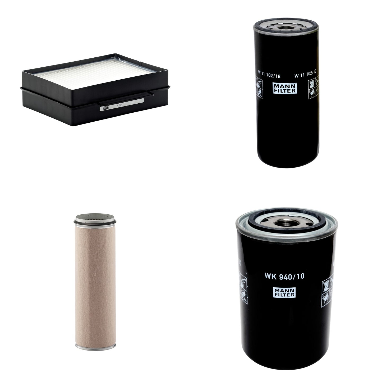 Kit Filtros de Ar Combustível Cabine Ar Condicionado Óleo - Mann-Filter - CF1600 - CU1722 - W11102/18 - WK940/10 - (1)