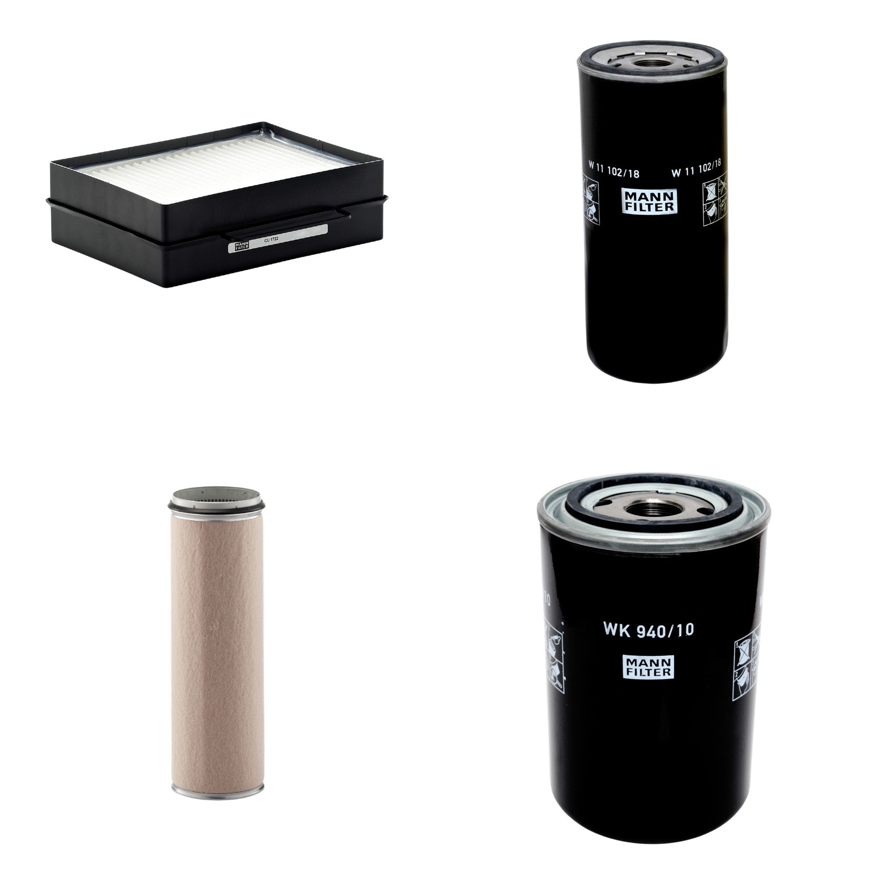 Kit Filtros de Ar Combustível Cabine Ar Condicionado Óleo - Mann-Filter - CF1600 - CU1722 - W11102/18 - WK940/10 - (1)