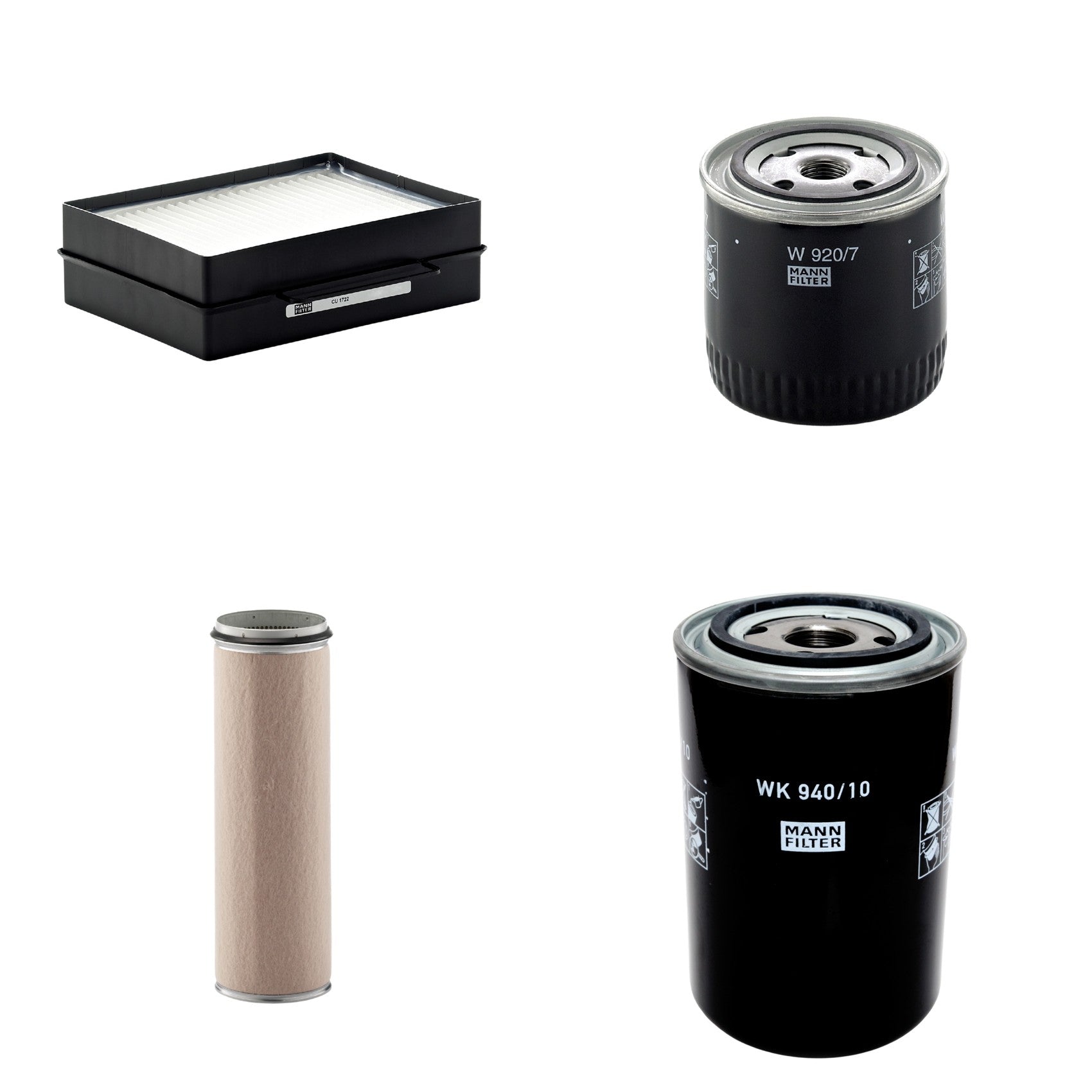 Kit Filtros de Ar Combustível Cabine Ar Condicionado Óleo - Mann-Filter - CF1600 - CU1722 - W920/7 - WK940/10 - (1)