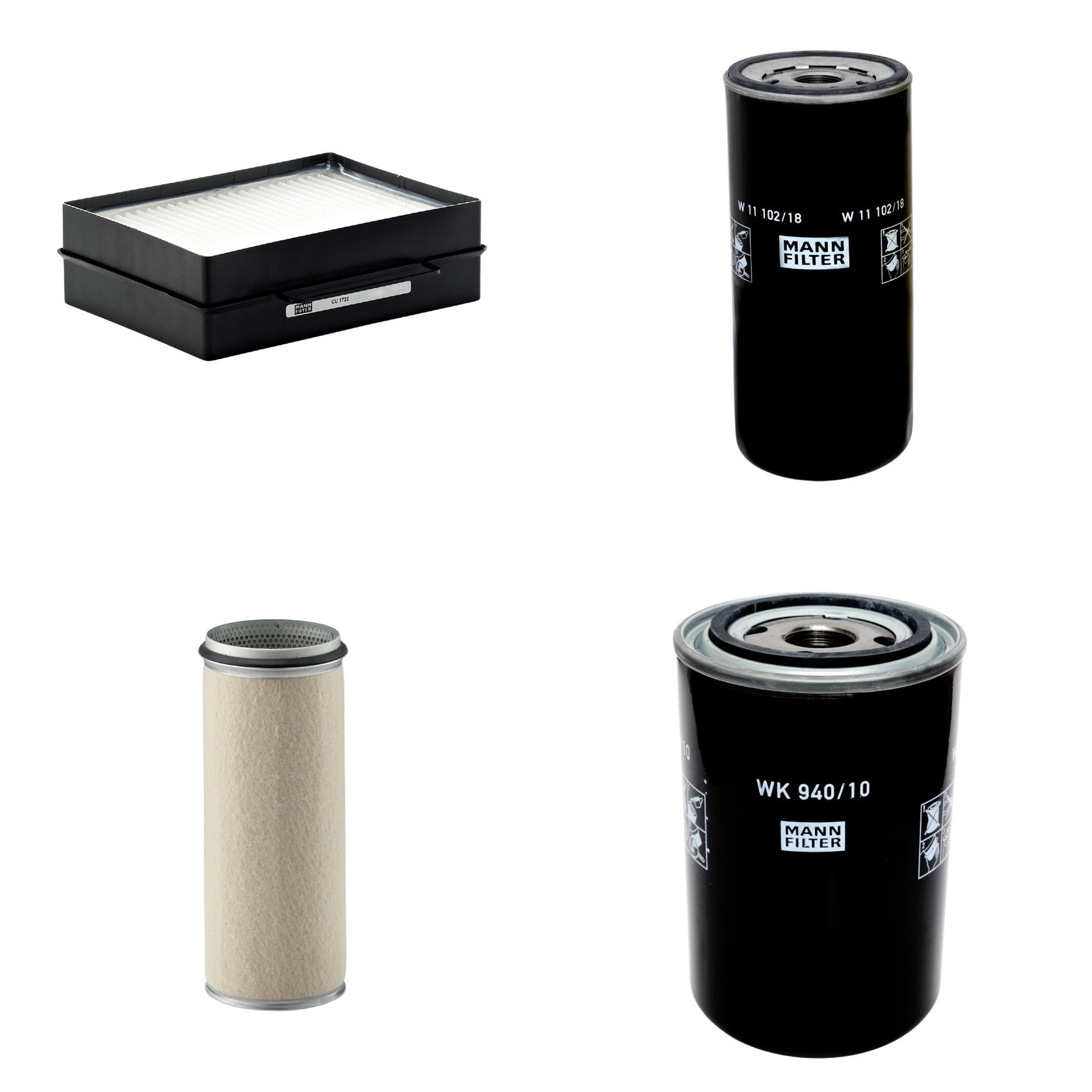Kit Filtros de Ar Combustível Cabine Ar Condicionado Óleo - Mann-Filter - CF1610 - CU1722 - W11102/18 - WK940/10 - (1)