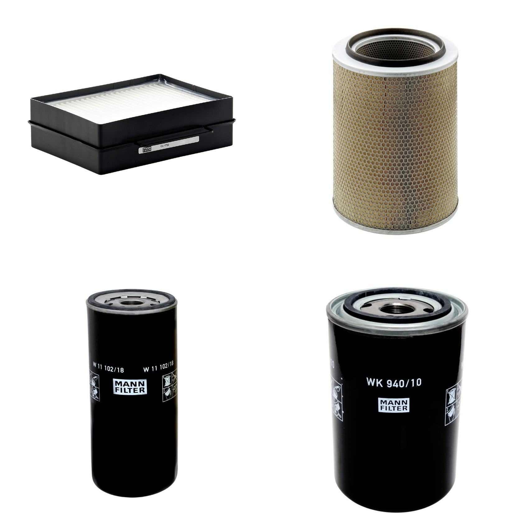 Kit Filtros de Ar Combustível Cabine Ar Condicionado Óleo - Mann-Filter - C30703 - CU1722 - W11102/18 - WK940/10 - (1)