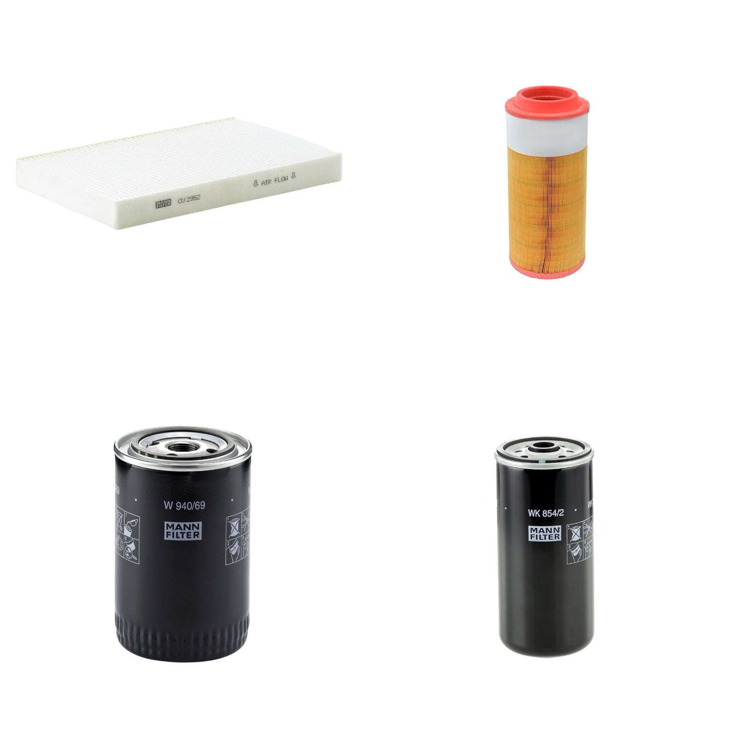 Kit Filtros de Ar Combustível Cabine Ar Condicionado Óleo - Mann-Filter - C18450/2 - CU2952 - W940/69 - WK854/2 - (1)