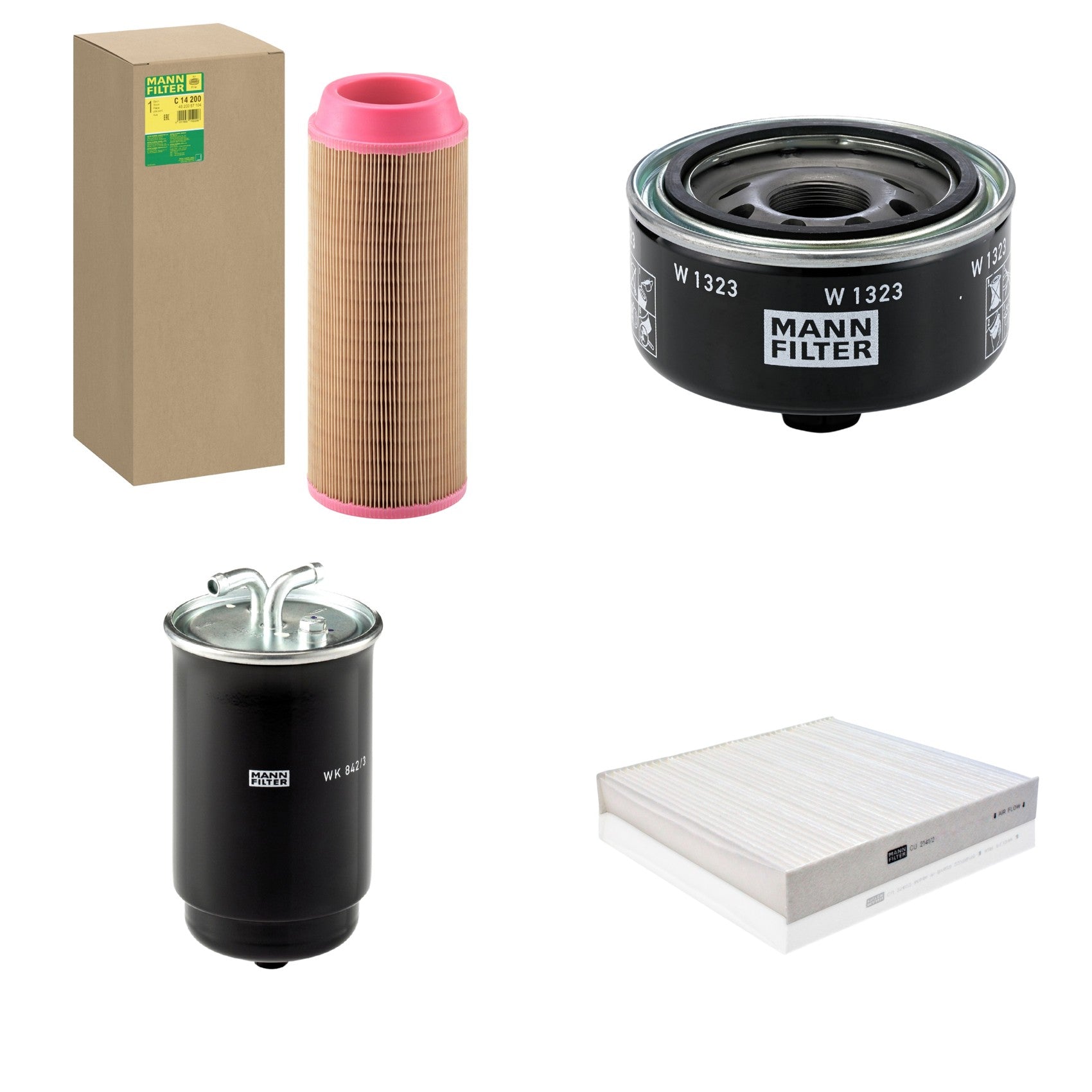 Kit Filtros de Ar Combustível Cabine Ar Condicionado Óleo - Mann-Filter - C14200 - CU2141/2 - W1323 - WK842/3 - (1)