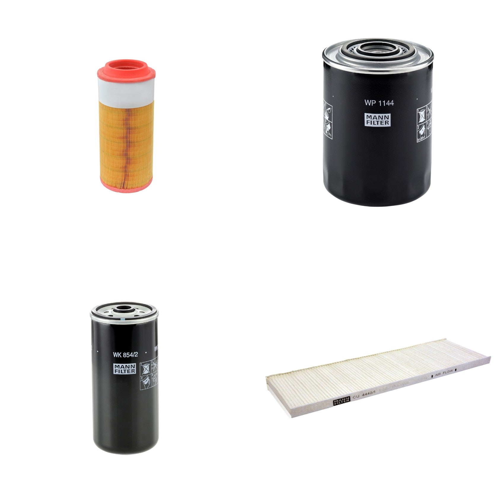 Kit Filtros de Ar Combustível Cabine Ar Condicionado Óleo - Mann-Filter - C18450/2 - CU4442/1 - WK854/2 - WP1144 - (1)