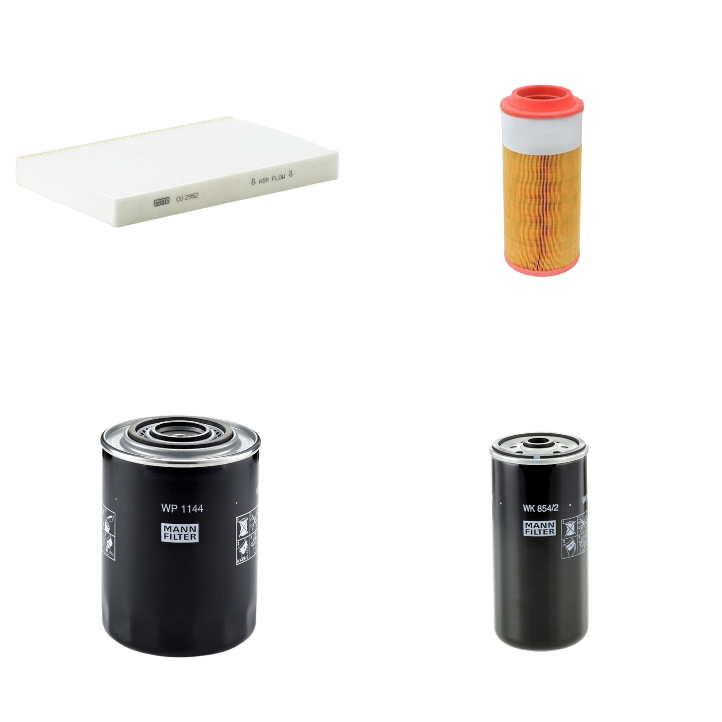Kit Filtros de Ar Combustível Cabine Ar Condicionado Óleo - Mann-Filter - C18450/2 - CU2952 - WK854/2 - WP1144 - (1)