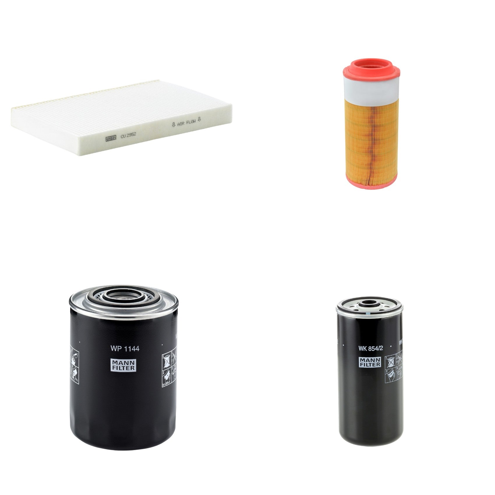 Kit Filtros de Ar Combustível Cabine Ar Condicionado Óleo - Mann-Filter - C18450/2 - CU2952 - WK854/2 - WP1144 - (1)