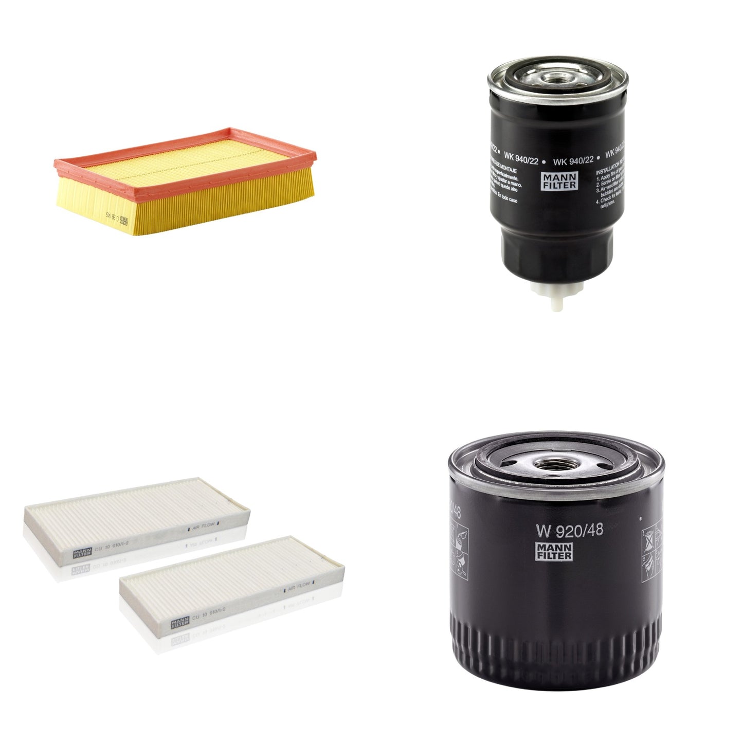 Kit Filtros de Ar Combustível Cabine Ar Condicionado Óleo - Mann-Filter - C28145 - CU10010/1-2 - W920/48 - WK940/22 - (1)