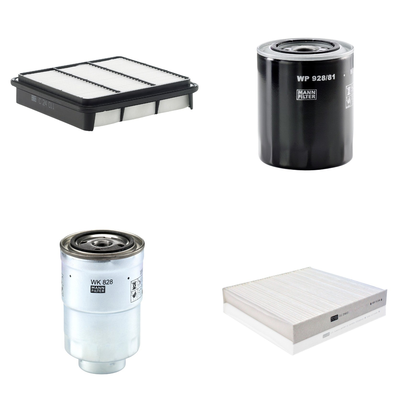 Kit Filtros de Ar Combustível Cabine Ar Condicionado Óleo - Mann-Filter - C24011 - CU2141/2 - WK828x - WP928/81 - (1)