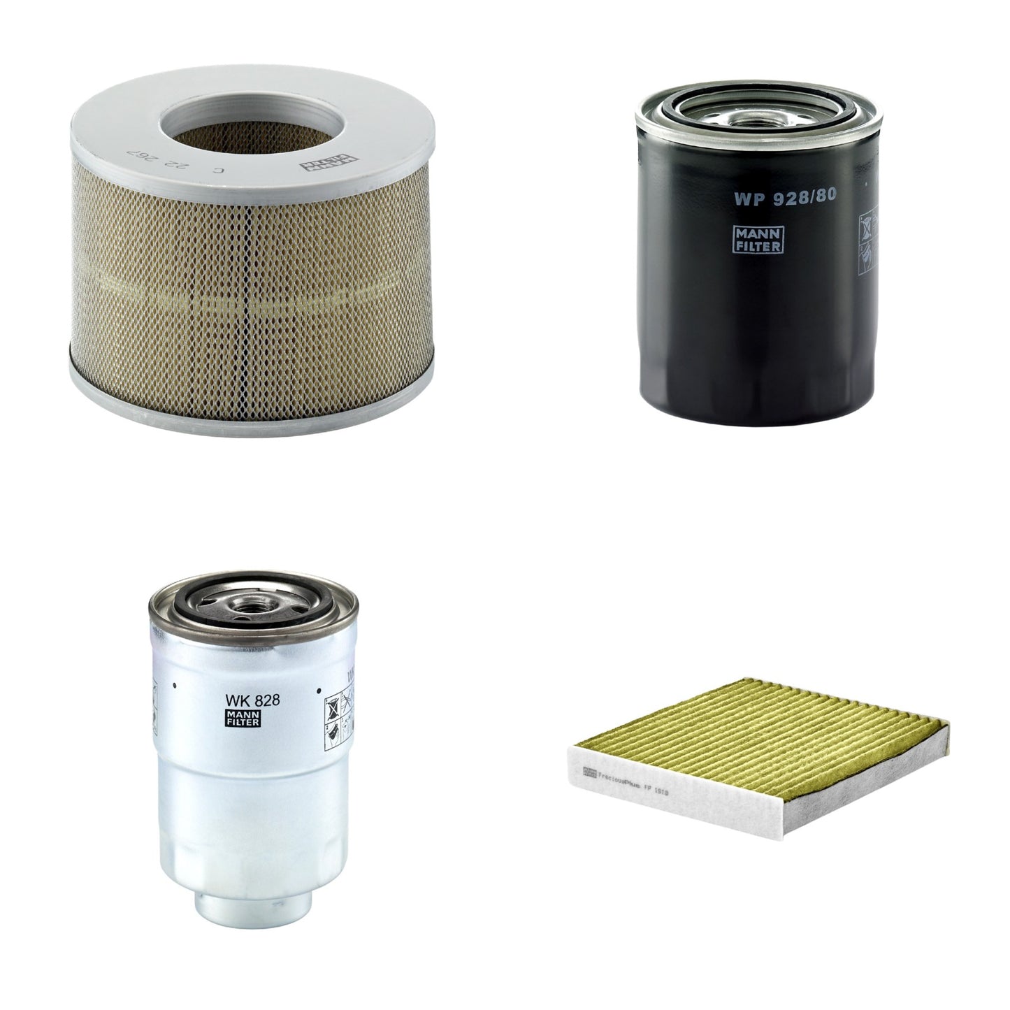 Kit Filtros de Ar Combustível Cabine Ar Condicionado Óleo - Mann-Filter - C22267 - FP1919 - WK828x - WP928/80 - (1)