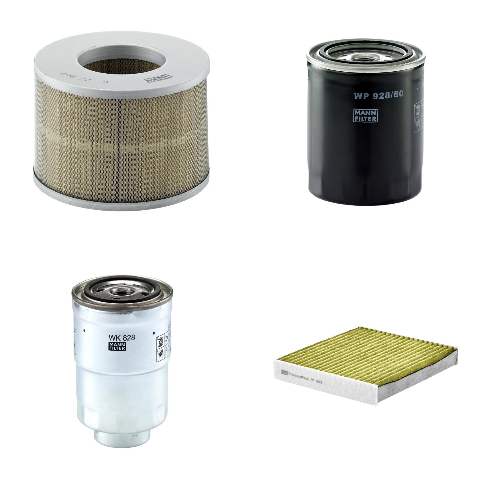 Kit Filtros de Ar Combustível Cabine Ar Condicionado Óleo - Mann-Filter - C22267 - FP1919 - WK828x - WP928/80 - (1)