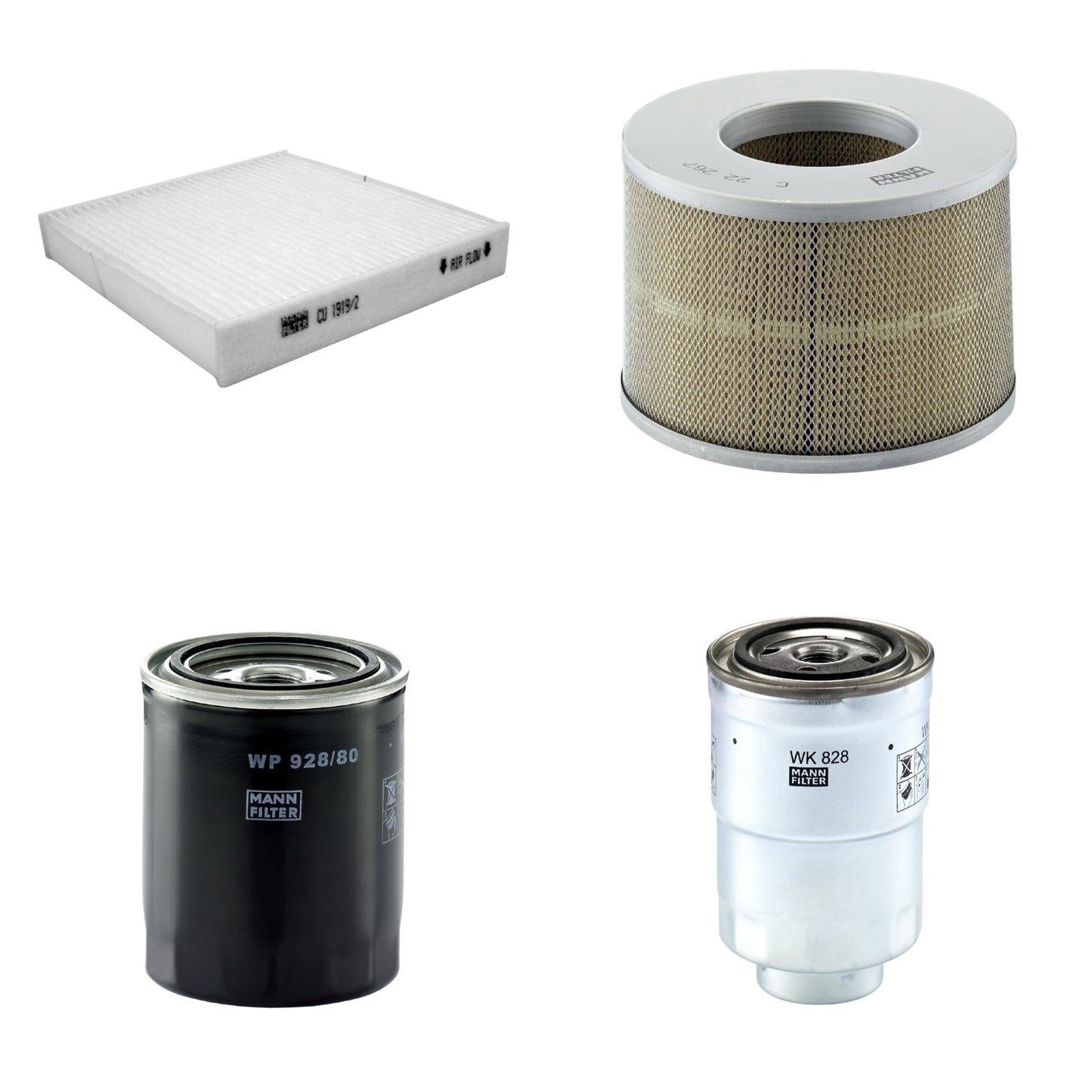 Kit Filtros de Ar Combustível Cabine Ar Condicionado Óleo - Mann-Filter - C22267 - CU1919/2 - WK828x - WP928/80 - (1)