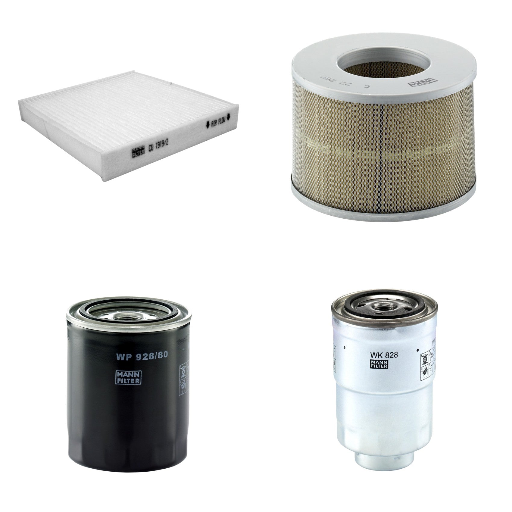 Kit Filtros de Ar Combustível Cabine Ar Condicionado Óleo - Mann-Filter - C22267 - CU1919/2 - WK828x - WP928/80 - (1)