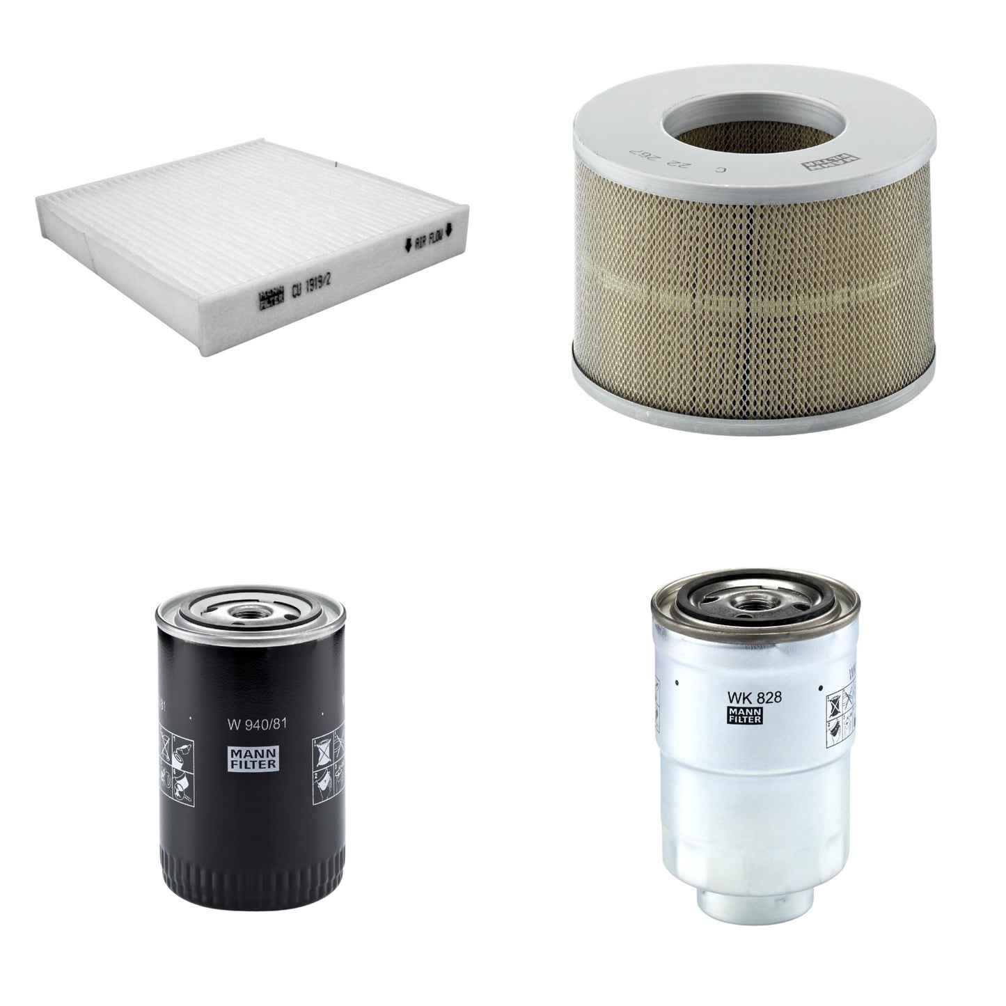Kit Filtros de Ar Combustível Cabine Ar Condicionado Óleo - Mann-Filter - C22267 - CU1919/2 - W940/81 - WK828x - (1)