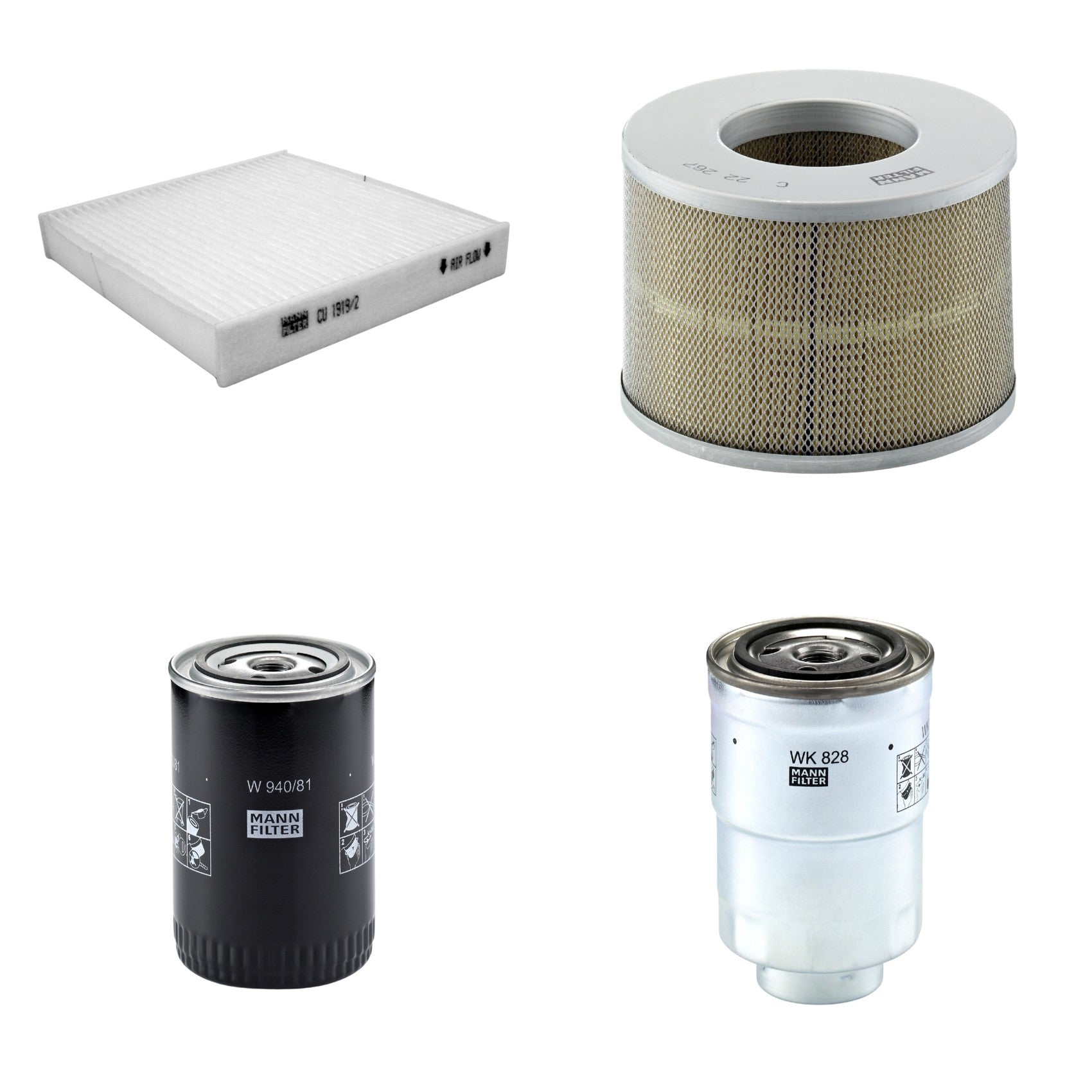 Kit Filtros de Ar Combustível Cabine Ar Condicionado Óleo - Mann-Filter - C22267 - CU1919/2 - W940/81 - WK828x - (1)