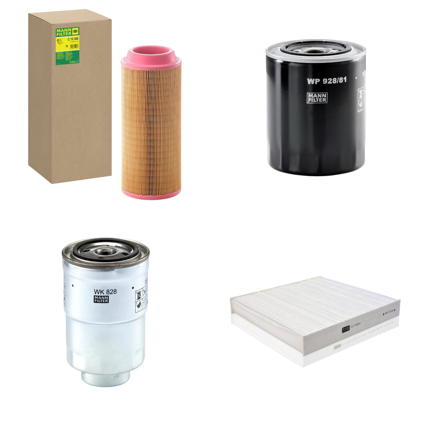 Kit Filtros de Ar Combustível Cabine Ar Condicionado Óleo - Mann-Filter - C15300 - CU2141/2 - WK828x - WP928/81 - (1)