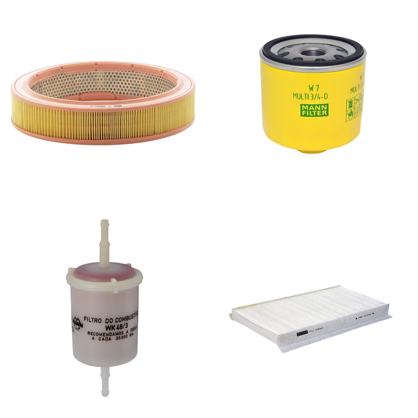 Kit Filtros de Ar Combustível Cabine Ar Condicionado Óleo - Mann-Filter - C2852/2 - CU3162/1 - W7MULTI3/4-D - WK48/3 - (1)