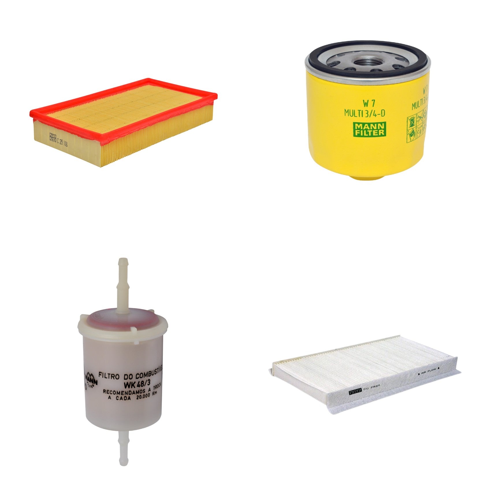 Kit Filtros de Ar Combustível Cabine Ar Condicionado Óleo - Mann-Filter - C29108 - CU3162/1 - W7MULTI3/4-D - WK48/3 - (1)