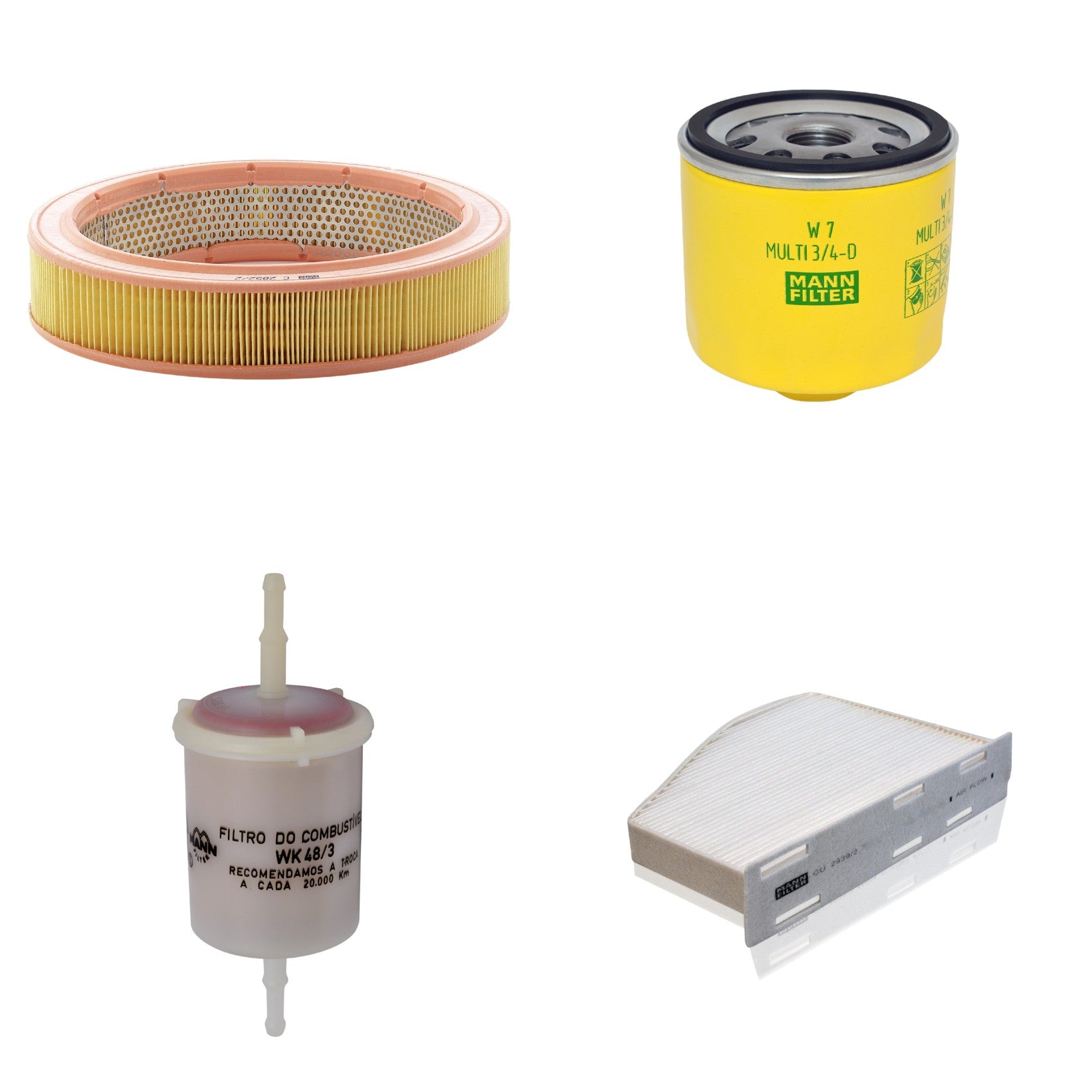 Kit Filtros de Ar Combustível Cabine Ar Condicionado Óleo - Mann-Filter - C2852/2 - CU2939/2 - W7MULTI3/4-D - WK48/3 - (1)