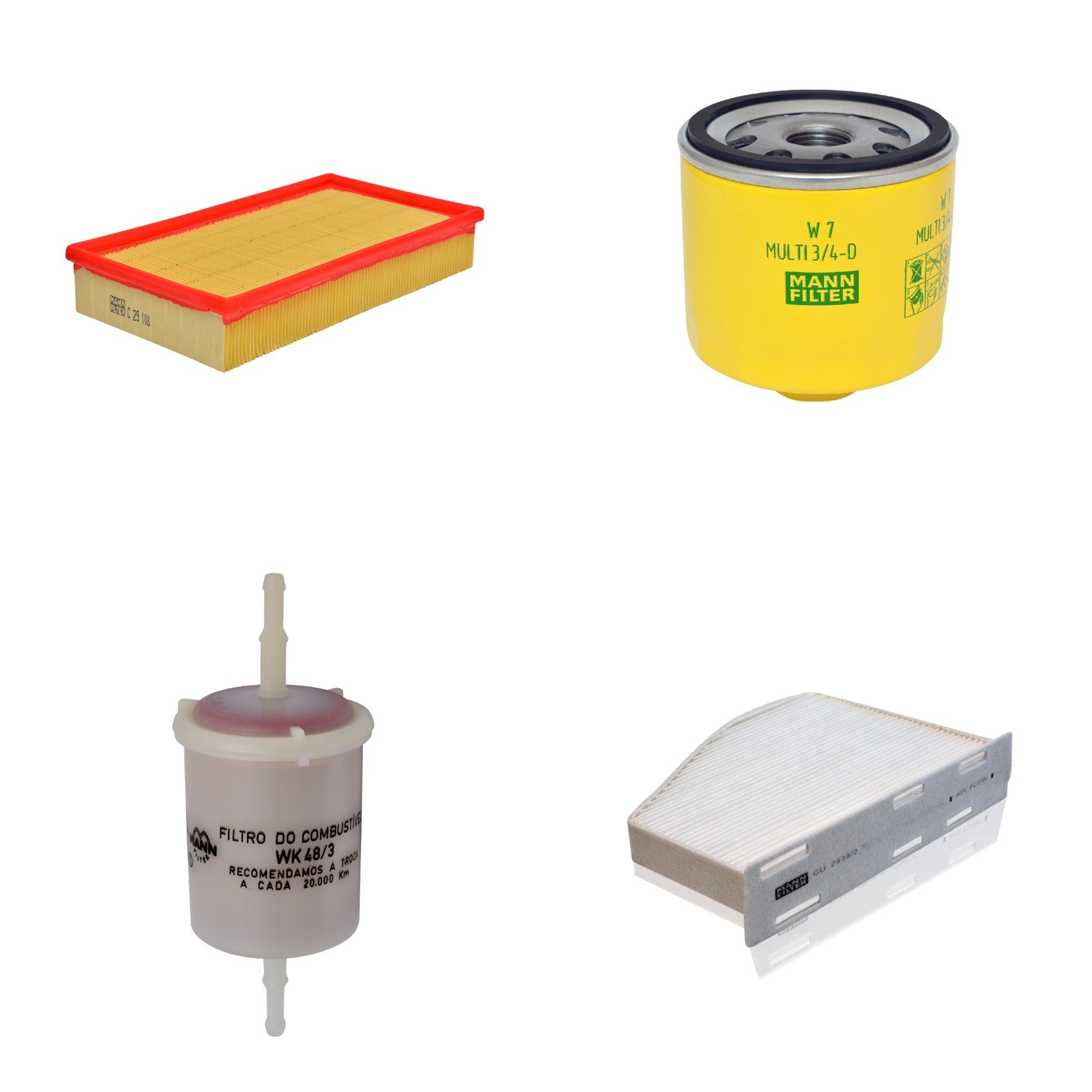 Kit Filtros de Ar Combustível Cabine Ar Condicionado Óleo - Mann-Filter - C29108 - CU2939/2 - W7MULTI3/4-D - WK48/3 - (1)