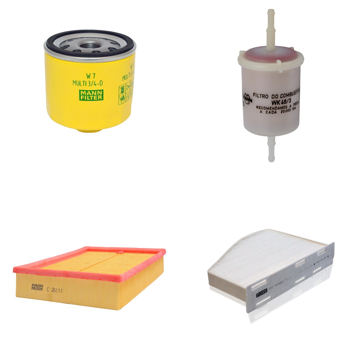Kit Filtros de Ar Combustível Cabine Ar Condicionado Óleo - Mann-Filter - C26111 - CU2939/2 - W7MULTI3/4-D - WK48/3 - (1)