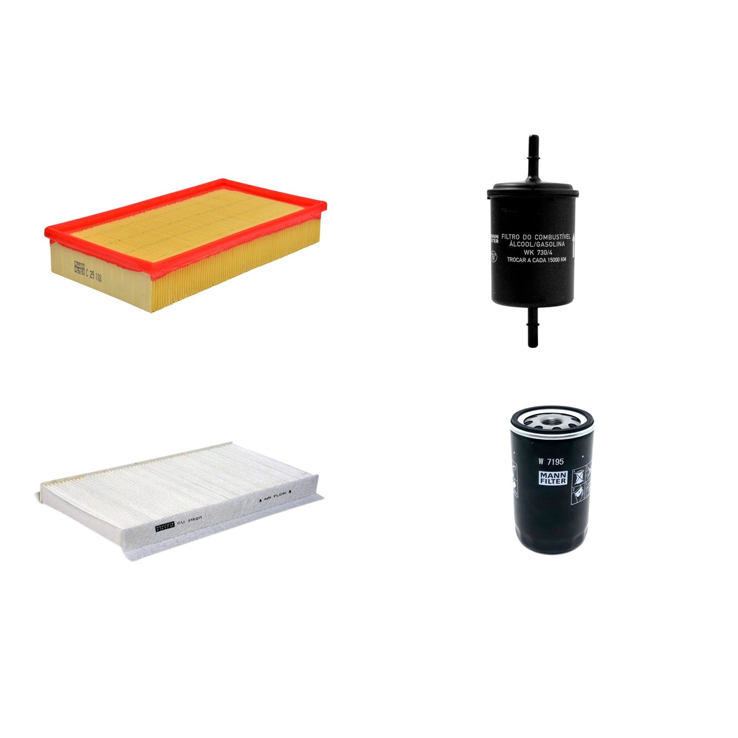 Kit Filtros de Ar Combustível Cabine Ar Condicionado Óleo - Mann-Filter - C29108 - CU3162/1 - W7195 - WK730/4 - (1)