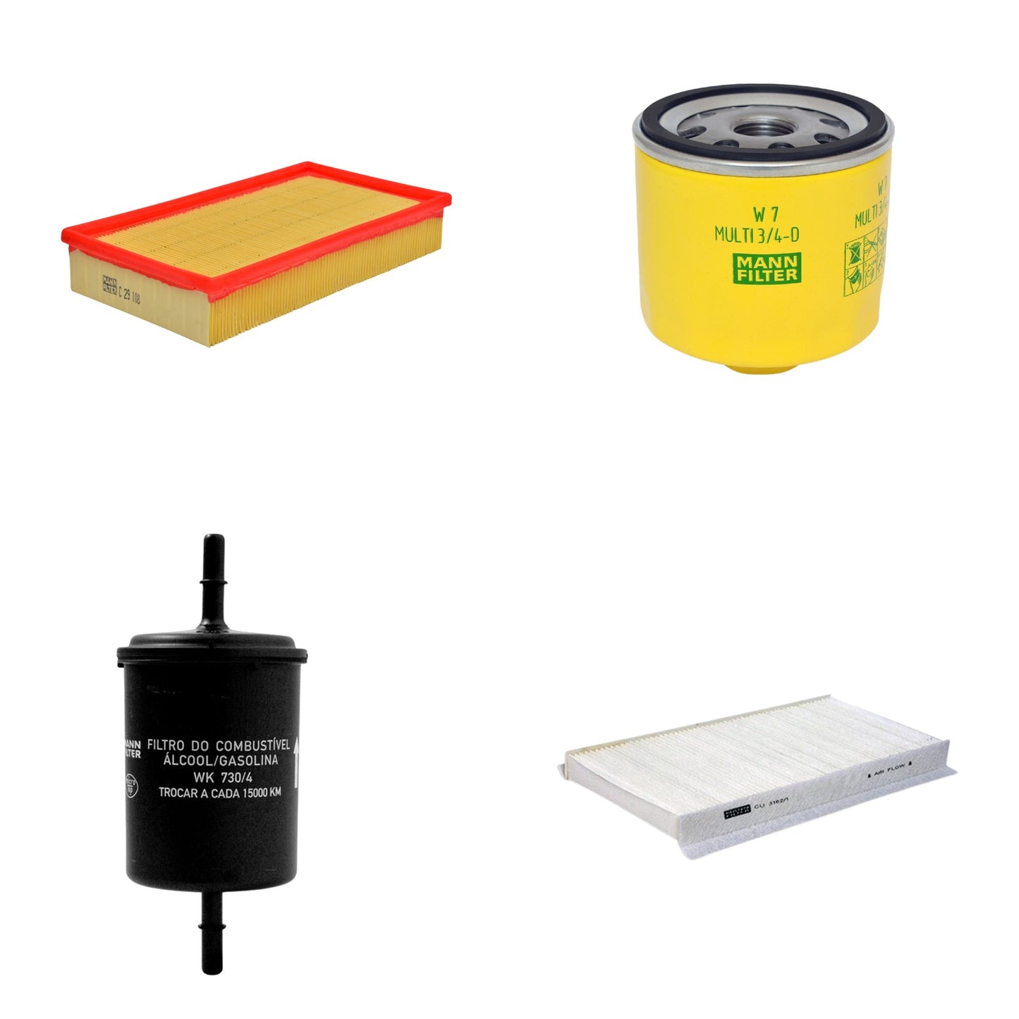 Kit Filtros de Ar Combustível Cabine Ar Condicionado Óleo - Mann-Filter - C29108 - CU3162/1 - W7MULTI3/4-D - WK730/4 - (1)
