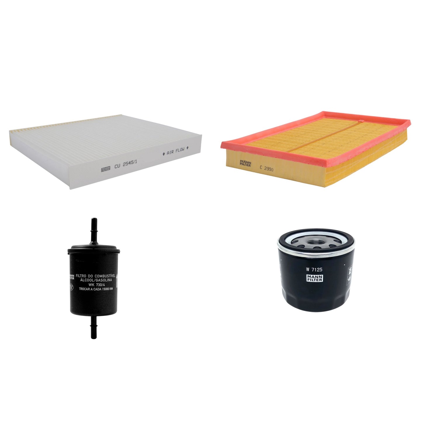 Kit Filtros de Ar Combustível Cabine Ar Condicionado Óleo - Mann-Filter - C2990 - CU2545/1 - W7125 - WK730/4 - (1)