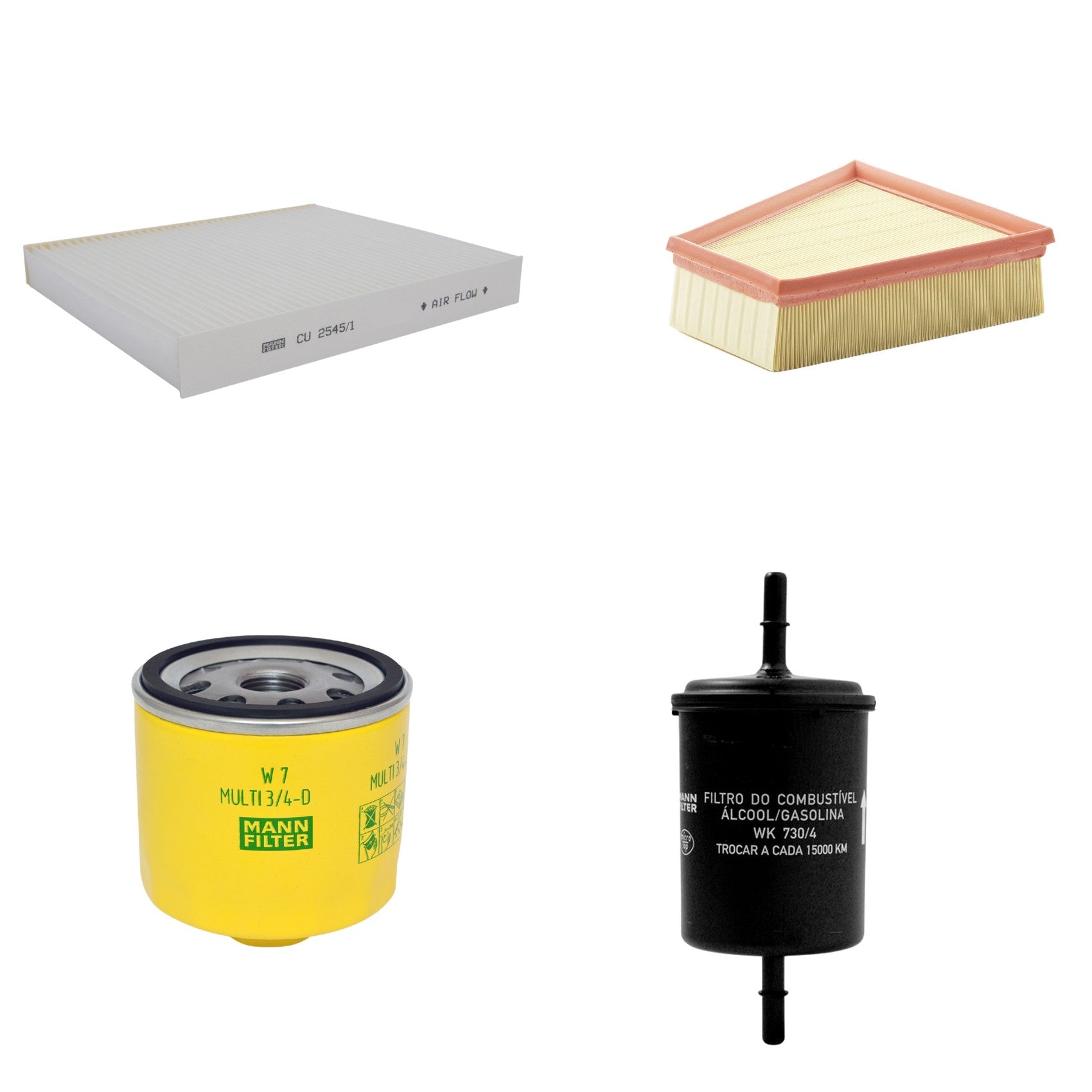 Kit Filtros de Ar Combustível Cabine Ar Condicionado Óleo - Mann-Filter - C2295/2 - CU2545/1 - W7MULTI3/4-D - WK730/4 - (1)