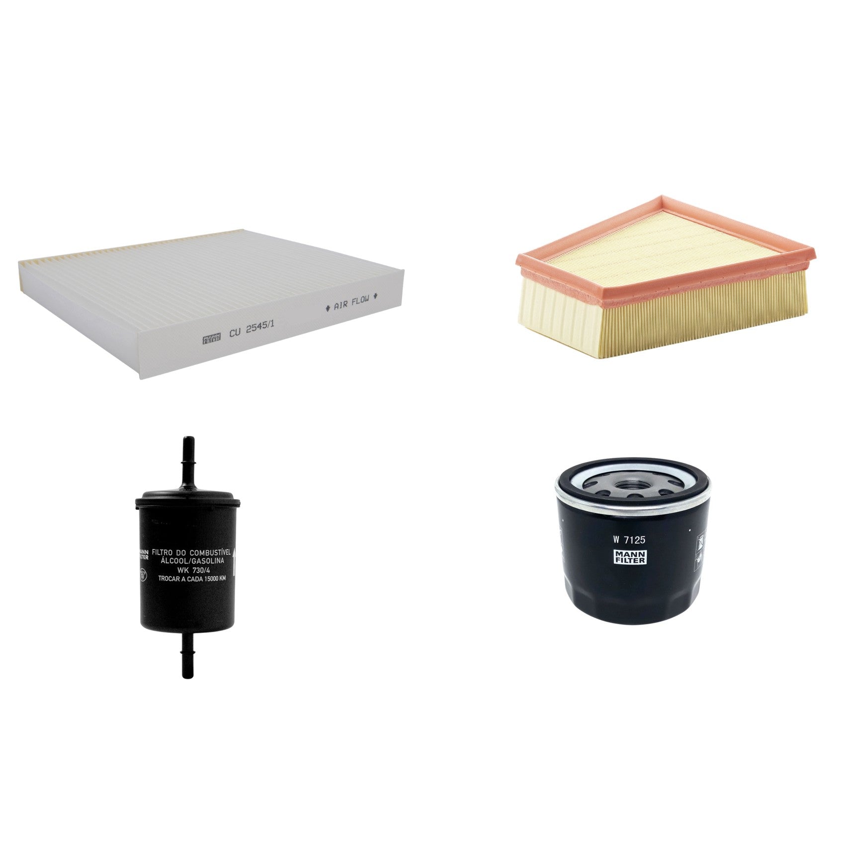 Kit Filtros de Ar Combustível Cabine Ar Condicionado Óleo - Mann-Filter - C2295/2 - CU2545/1 - W7125 - WK730/4 - (1)