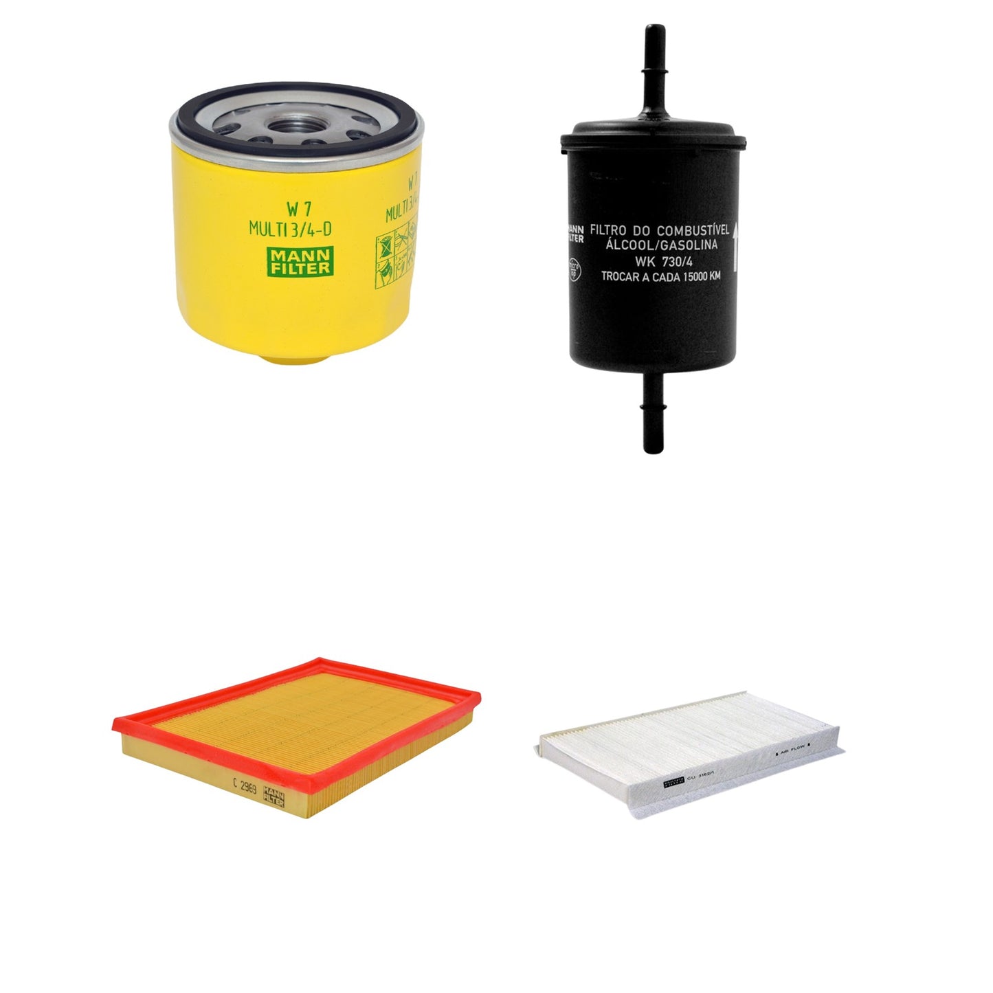 Kit Filtros de Ar Combustível Cabine Ar Condicionado Óleo - Mann-Filter - C2969 - CU3162/1 - W7MULTI3/4-D - WK730/4 - (1)