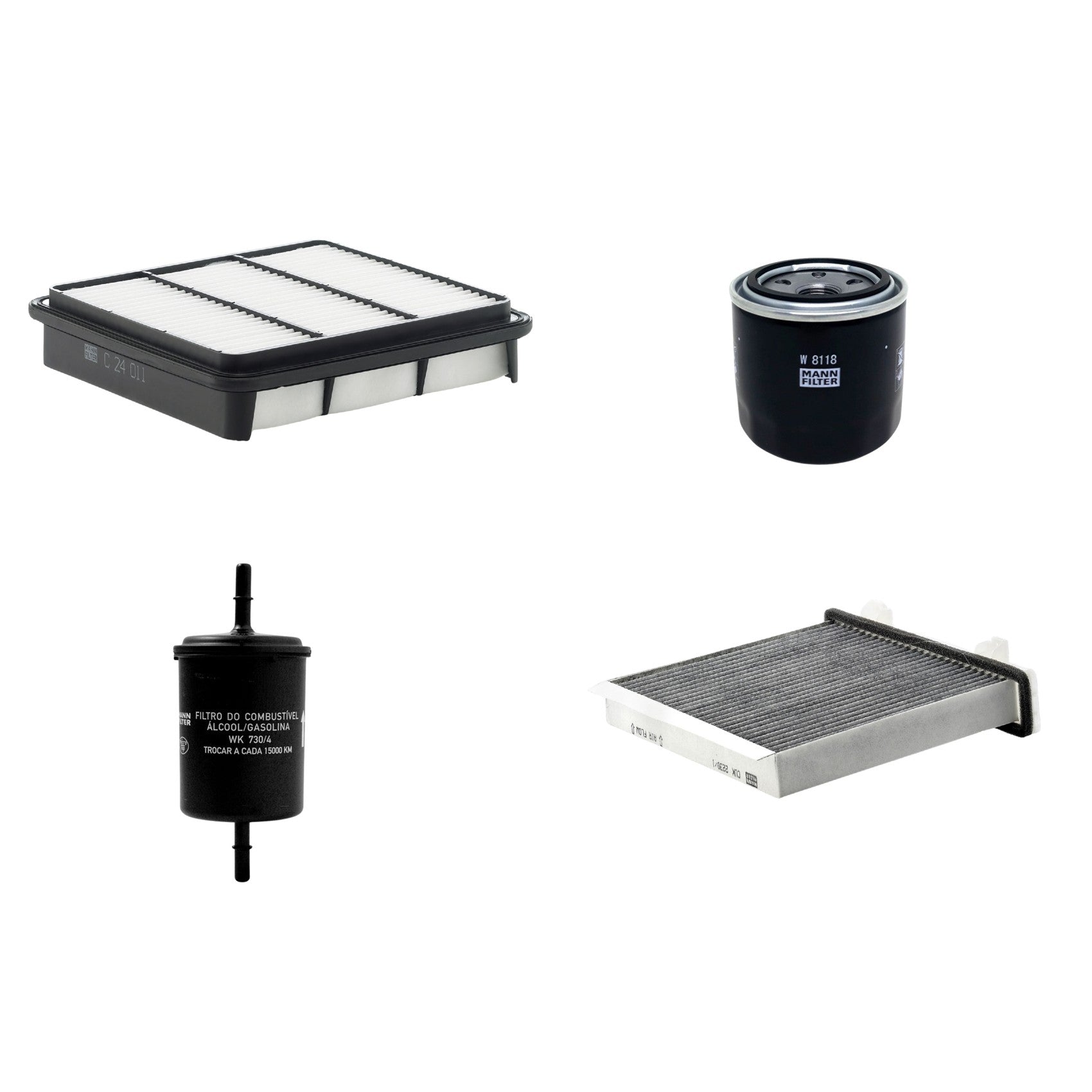 Kit Filtros de Ar Combustível Cabine Ar Condicionado Óleo - Mann-Filter - C24011 - CUK2230/1 - W8118 - WK730/4 - (1)