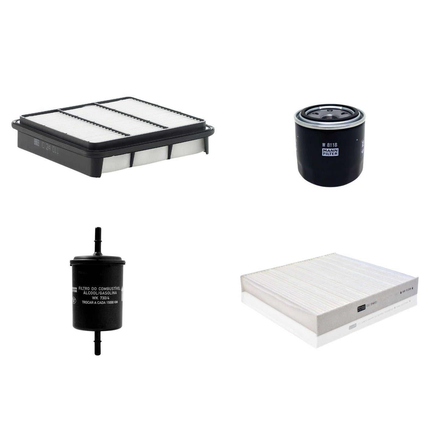Kit Filtros de Ar Combustível Cabine Ar Condicionado Óleo - Mann-Filter - C24011 - CU2141/2 - W8118 - WK730/4 - (1)
