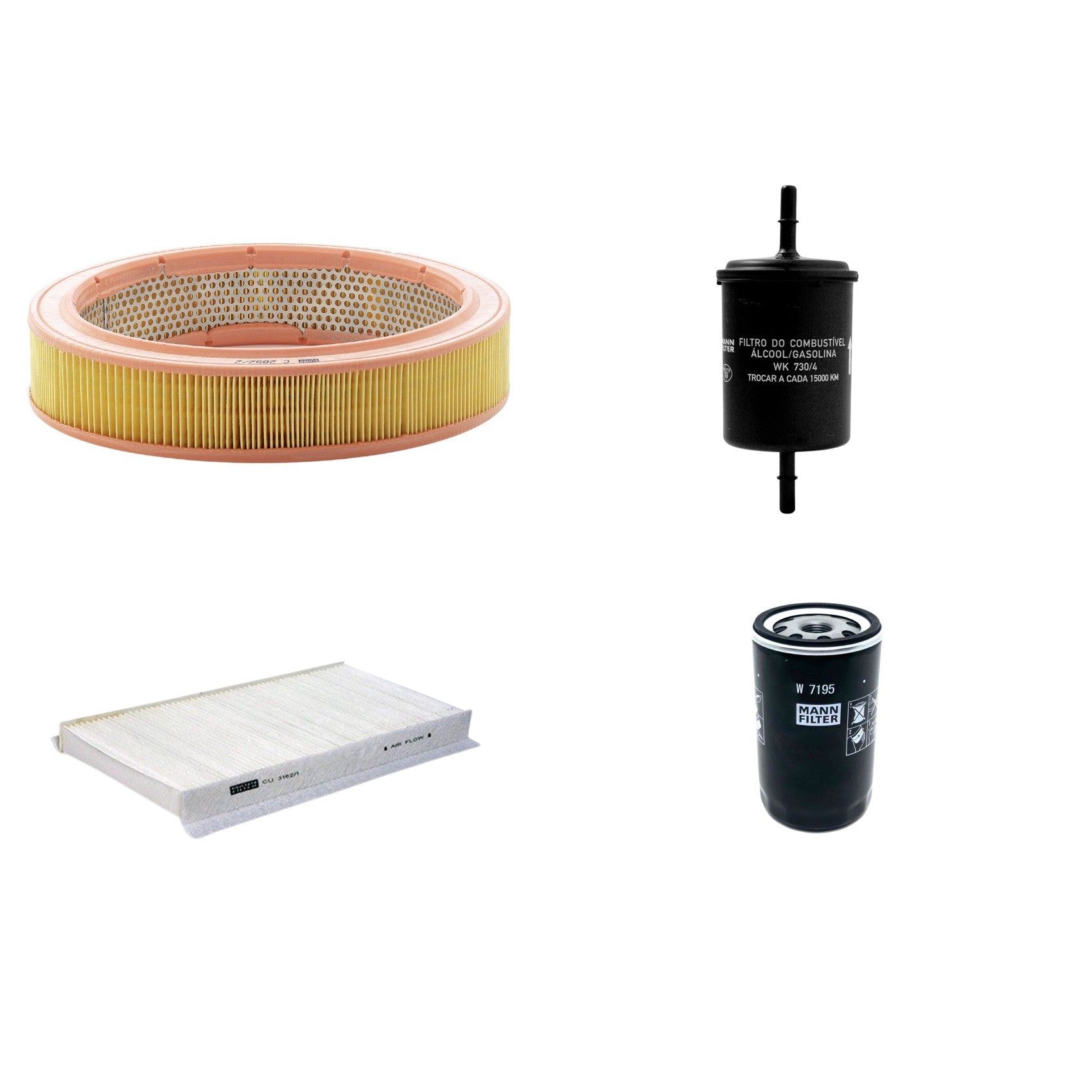 Kit Filtros de Ar Combustível Cabine Ar Condicionado Óleo - Mann-Filter - C2852/2 - CU3162/1 - W7195 - WK730/4 - (1)