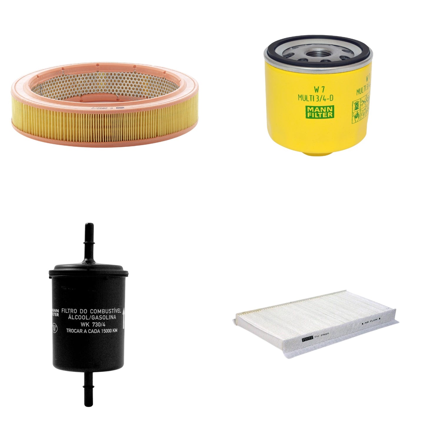 Kit Filtros de Ar Combustível Cabine Ar Condicionado Óleo - Mann-Filter - C2852/2 - CU3162/1 - W7MULTI3/4-D - WK730/4 - (1)