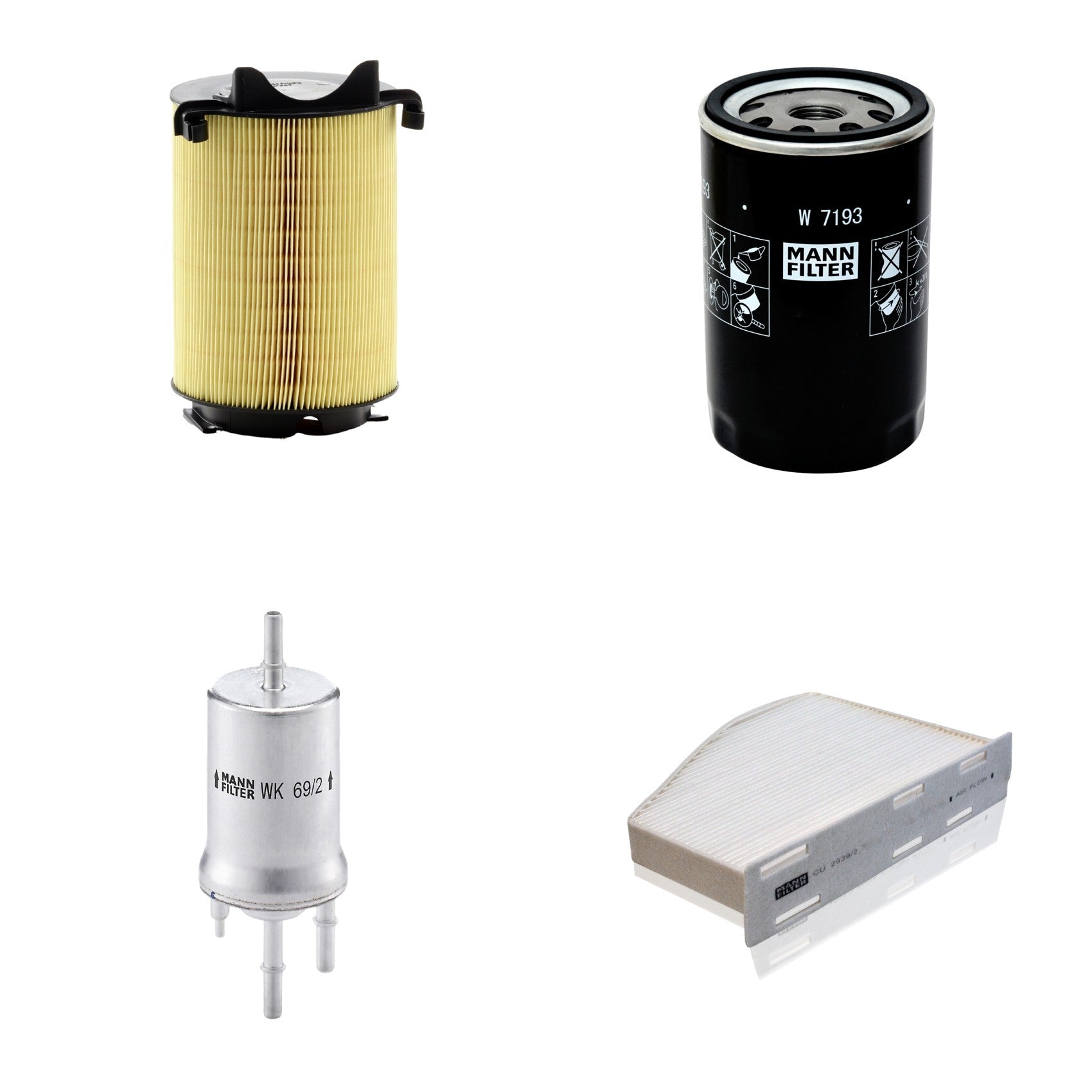Kit Filtros de Ar Combustível Cabine Ar Condicionado Óleo - Mann-Filter - C14130 - CU2939/2 - W7193 - WK69/2 - (1)